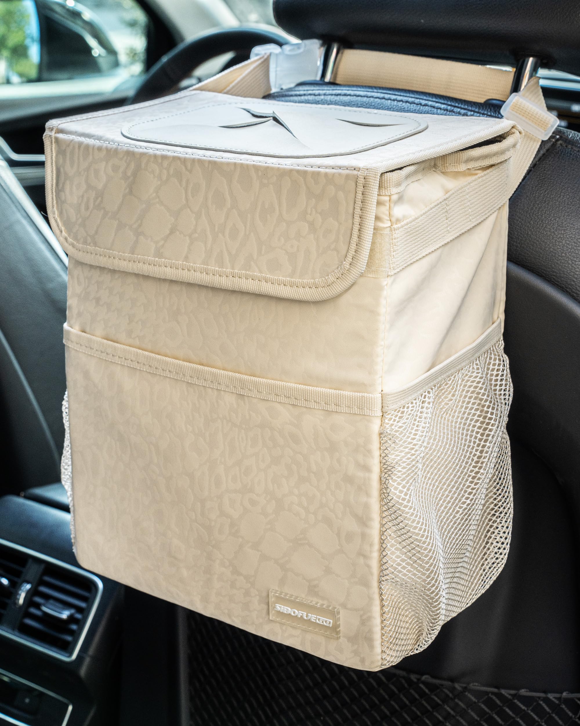 Sibofuego Car Trash Can - Cute Multifunctional Interior Car Accessory For Women, Organizer And Storage With Adjustable Straps, 2