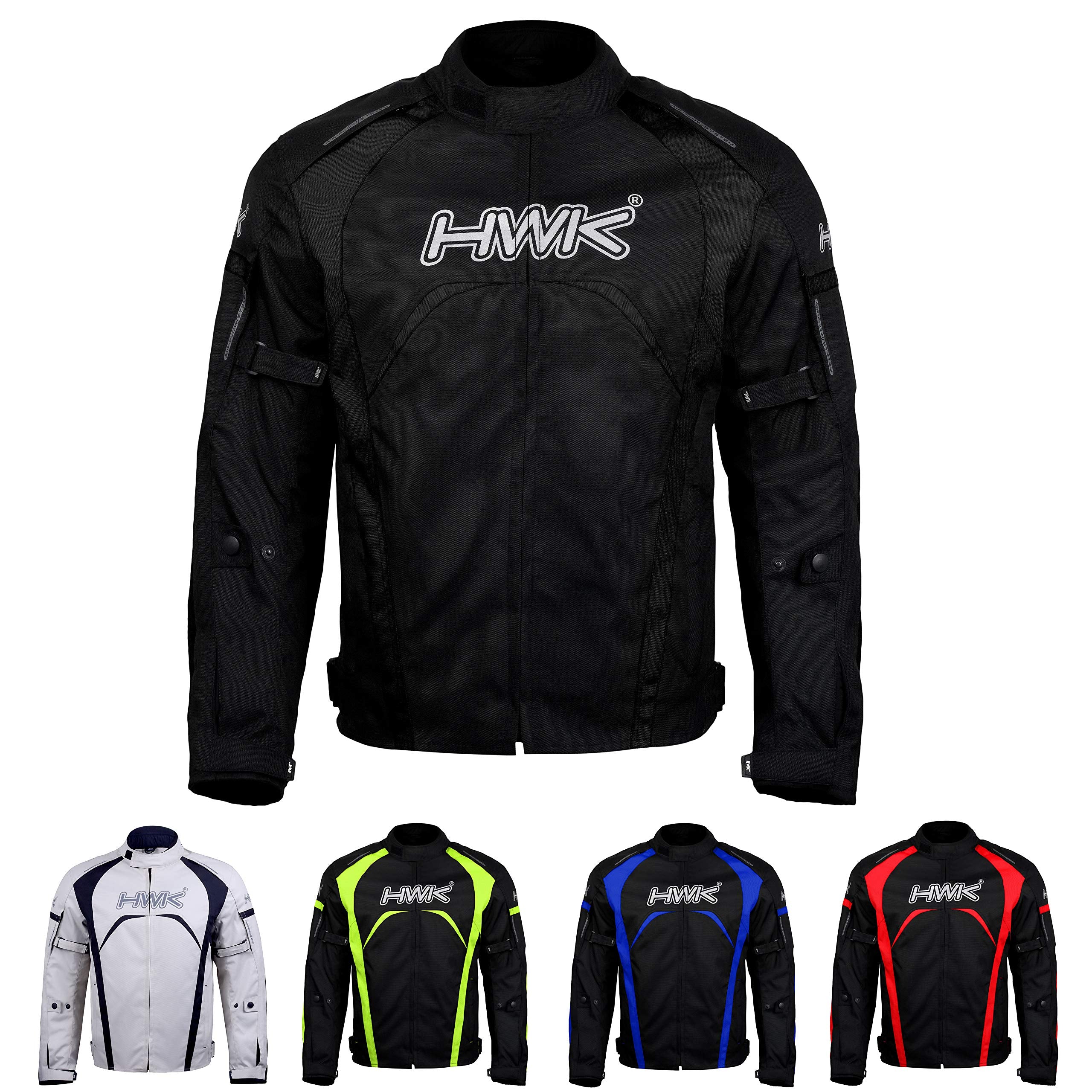 HWK Motorcycle Jacket for Men & Women, Waterproof, High Visibility Rain Jacket with CE Armor, Adjustable, Durable Polyester Moto