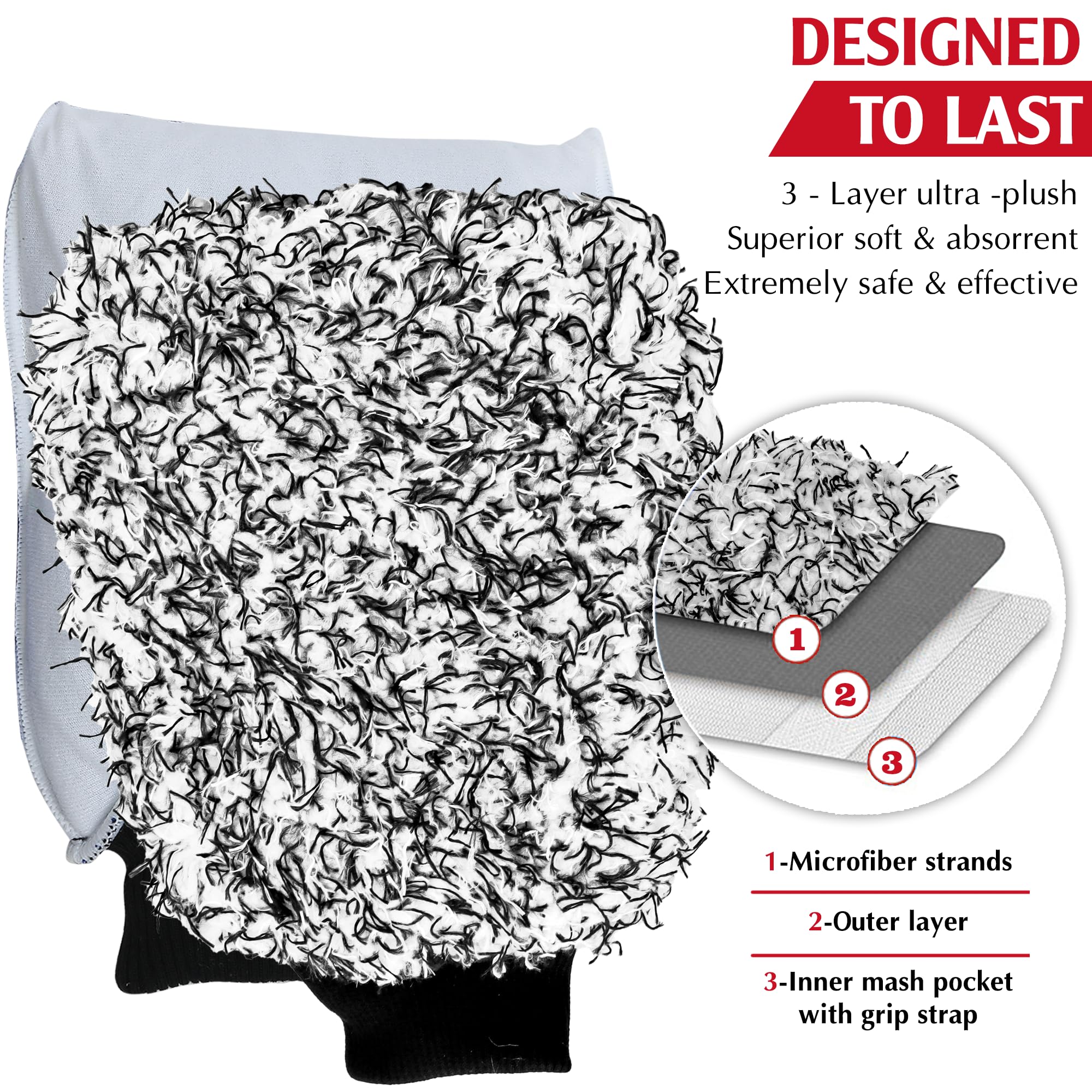 Takavu Microfiber Cleaning Mitt, 2 Pack Premium Cyclone Car Washing Gloves, Scratch-Free Lint-Free Wash Mitts, Holds Tons Of Sud