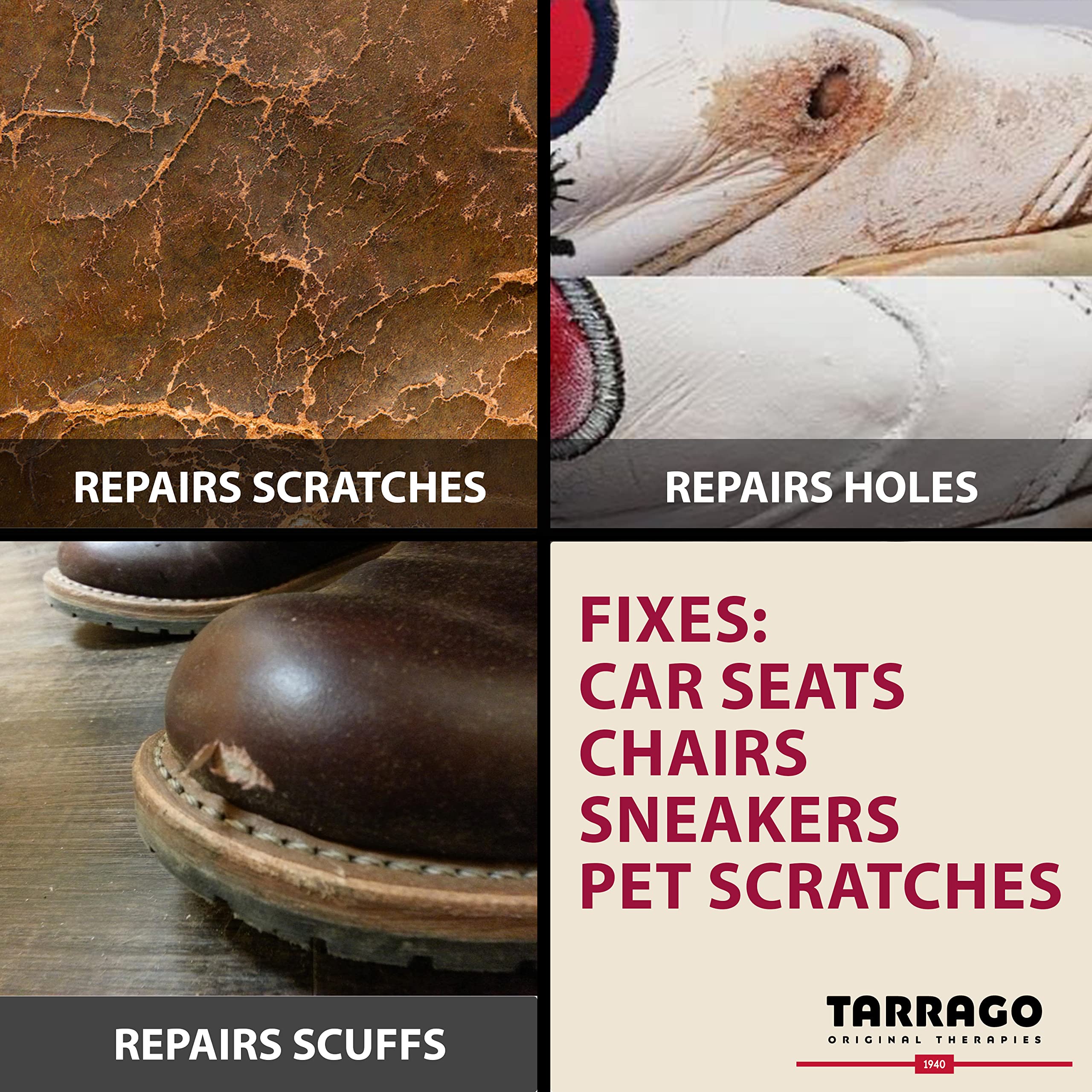 Tarrago Filling Paste - 50ml Leather Filler Repair Compound - Leather Restoration Crack, Burns, Tears, Holes Filler for Car Seat