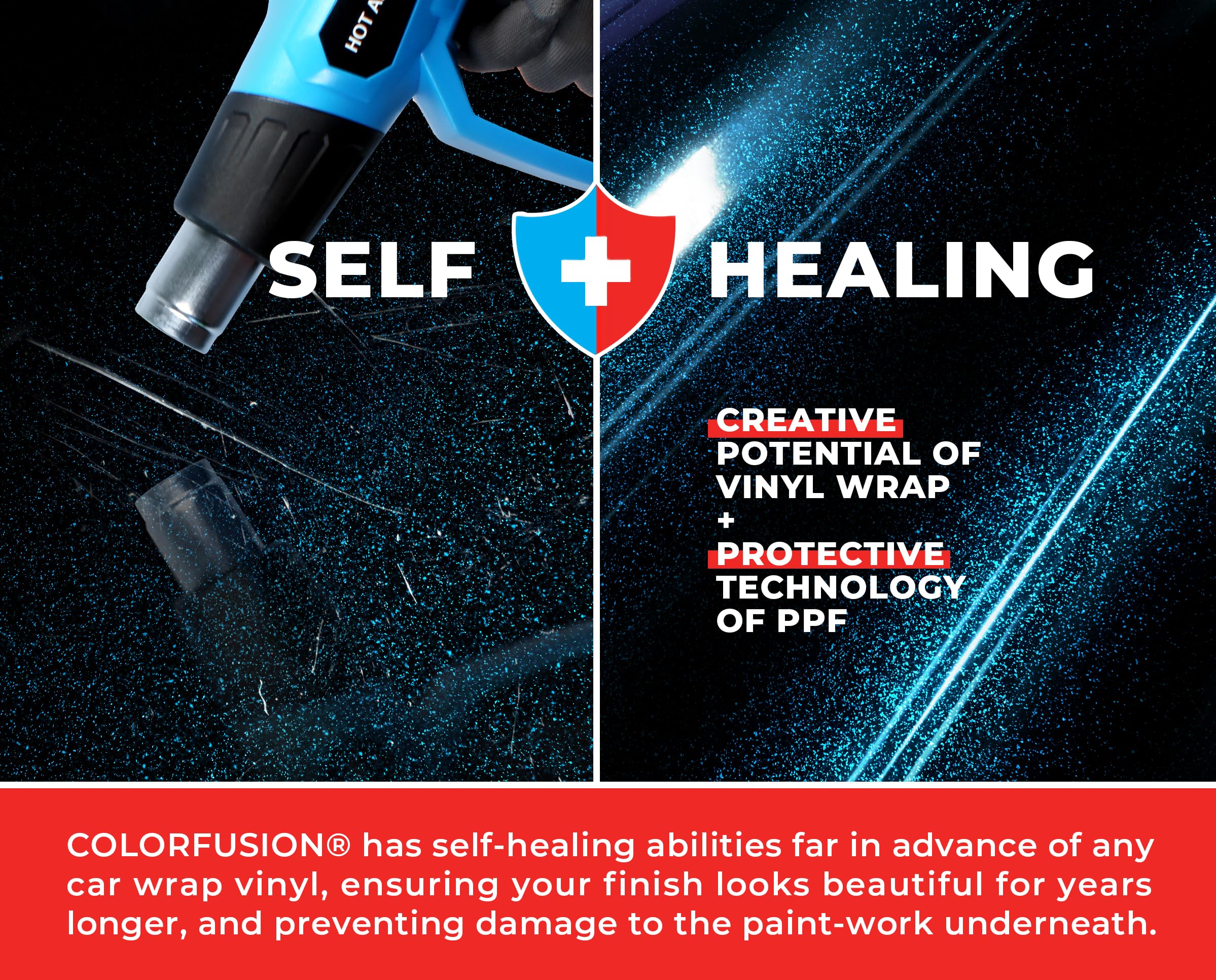 Colorfusion Ppf By Vvivid, Gloss Cosmic Blue Dry Apply Ppf Vinyl Car Wrap Roll 1Ft X 5Ft