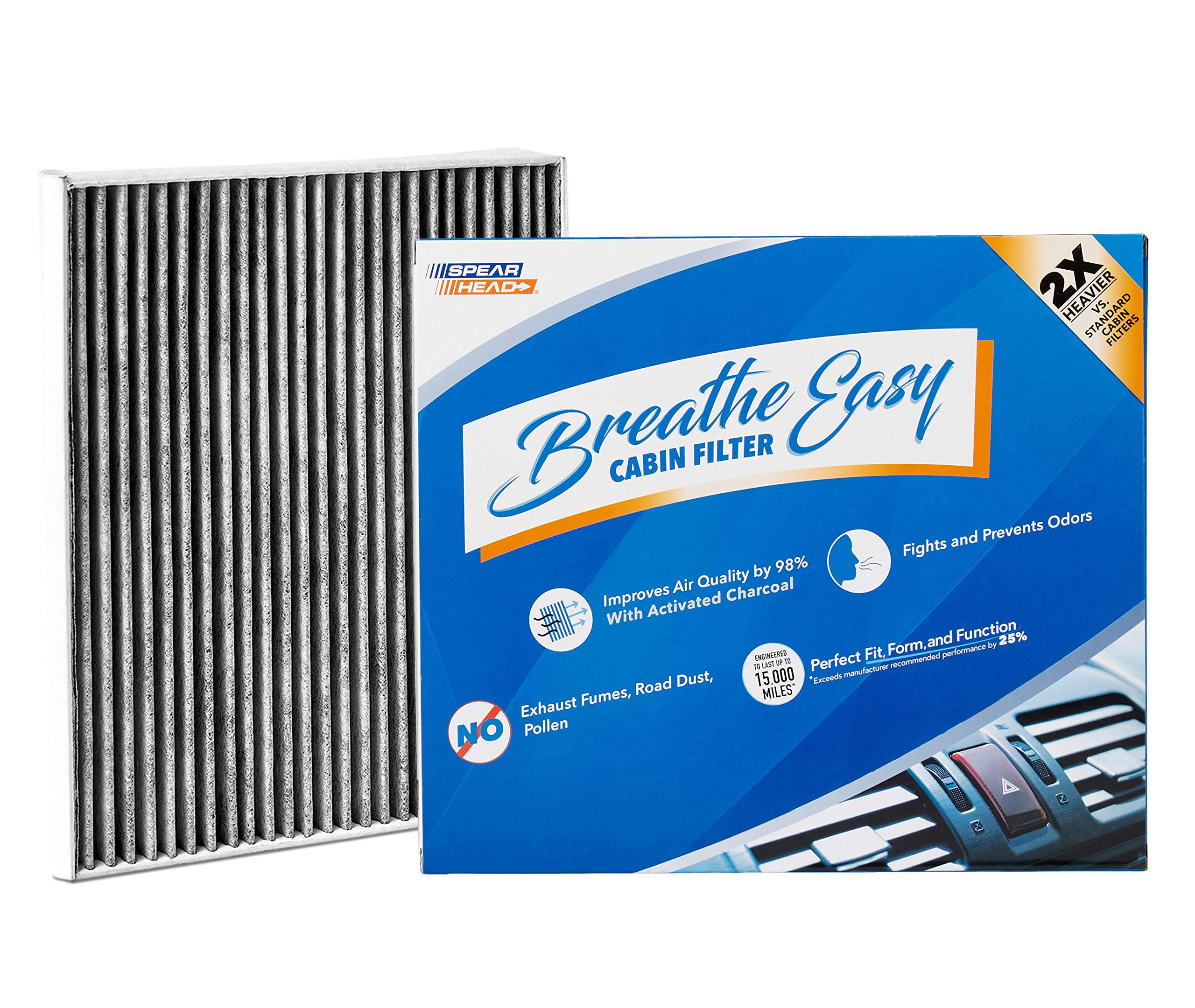 Spearhead Odor Defense Breathe Easy Cabin Filter | Fits 15-24 F-150, 22-24 F-150 Lightning, 17-24 F-250/350, 18-24 Expedition, 18-24 Navigator | Up To 25% Longer Lasting W/Activated Carbon (Be-150)
