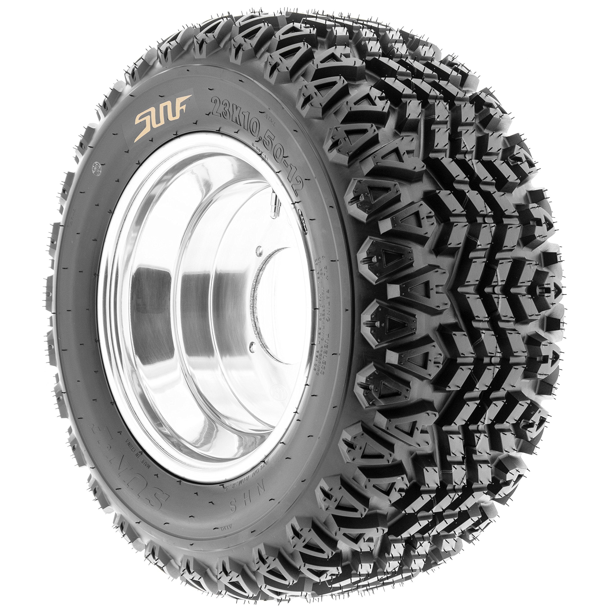 Set Of 4 Sunf G003 All-Terrain 25X10-12 Front & 25X10-12 Rear Atv Utv Golf-Cart Turf Trail Tires, 4 Ply, Rim(S) Not Included