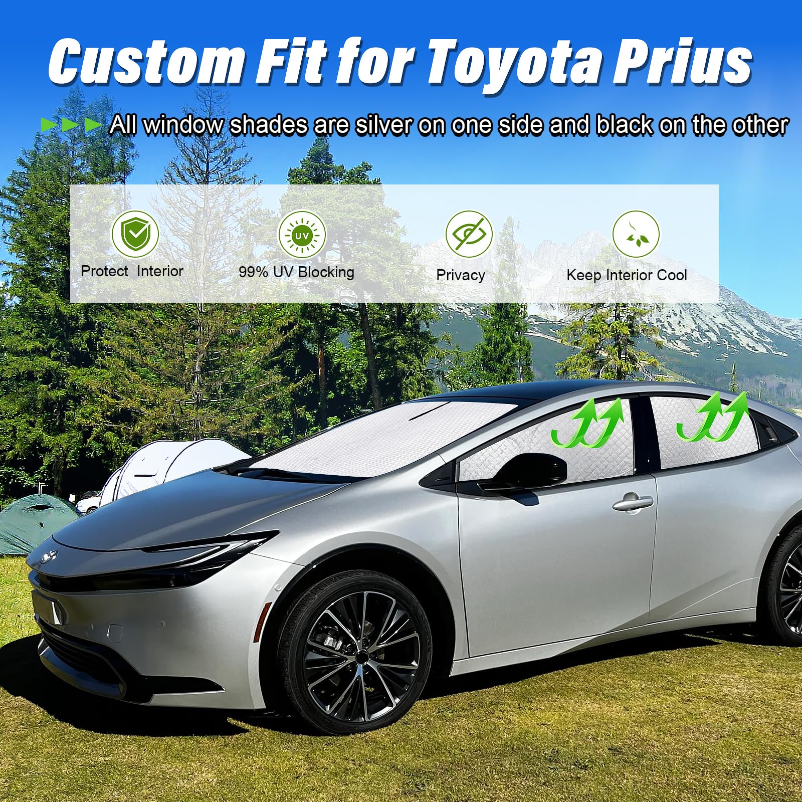 Kmf 6Pcs Full Window Sun Shades Custom Fit For Toyota Prius 2023-2025 Accessories, Prius Visor Privacy Car Window Covers Sunshad