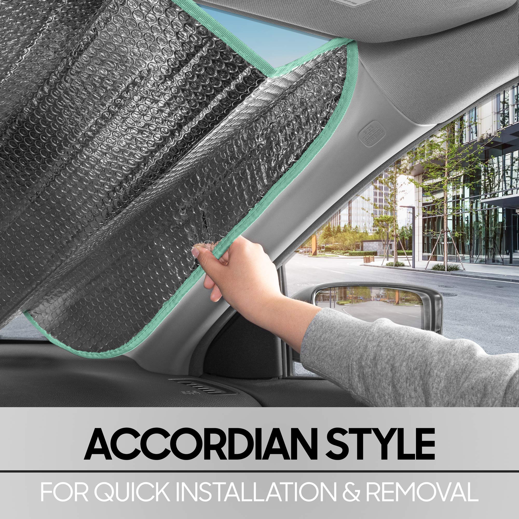 Iridescent Matte White Front Windshield Sunshade-Accordion Folding Auto Shade For Car Truck Suv-Blocks Uv Rays Sun Visor Protector-Keeps Your Vehicle Cool- 58 X 27 In