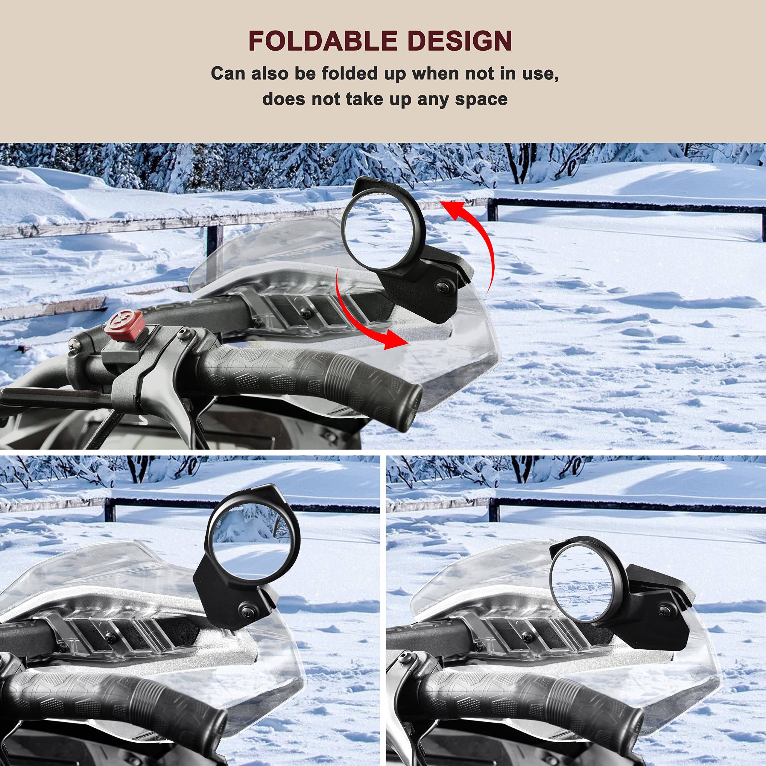 Sautvs Adjustable Handguard Rearview Side Mirrors For Ski-Doo, Handlebar Wind Deflector Hand Guard Convex View Mirror Kit For Ski-Doo Rev Neo Xs Xm Xp Xr Xu Accessories (2Pcs, Replace #?860200893)