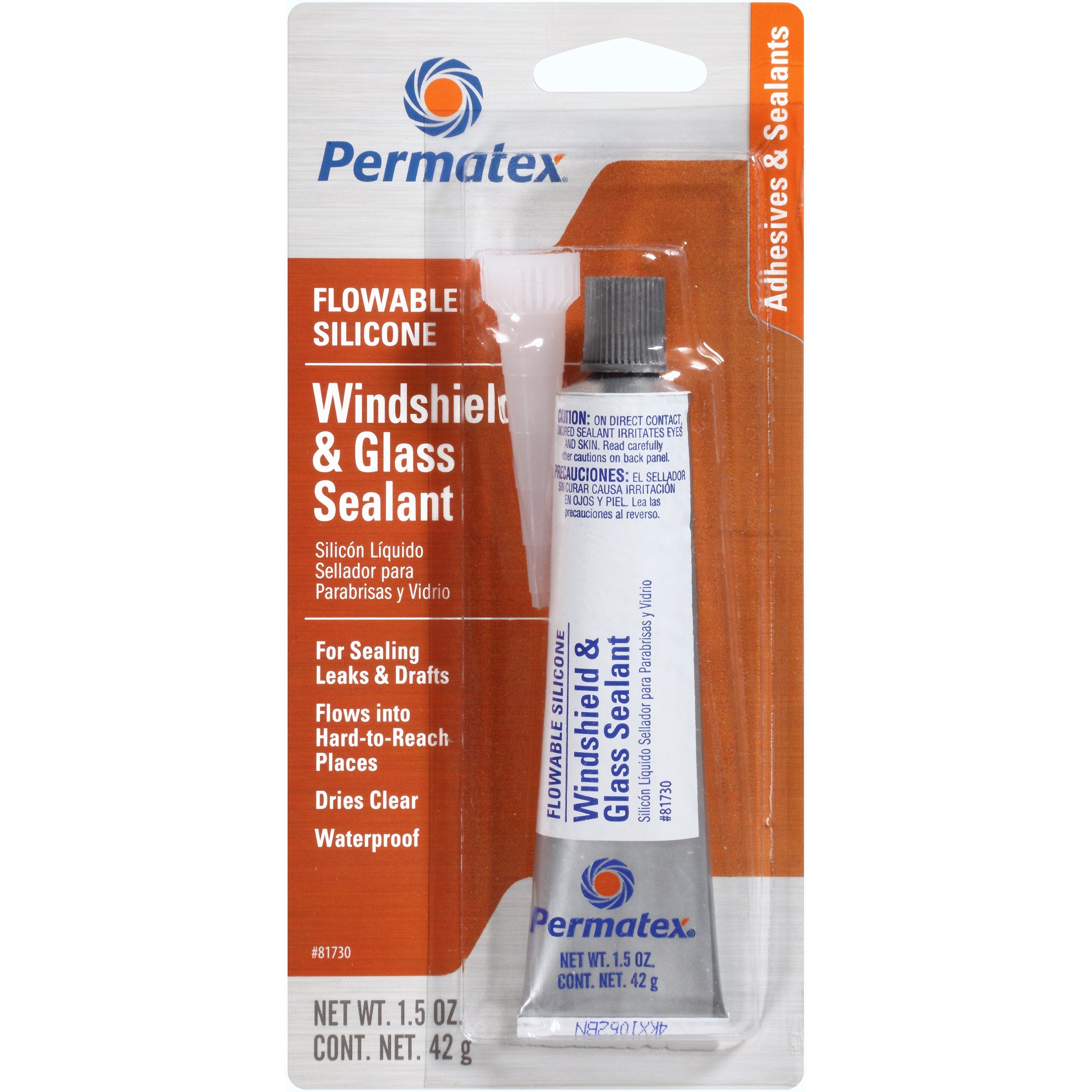 Permatex 81730-12Pk Flowable Silicone Windshield And Glass Sealer, 1.5 Oz. (Pack Of 12)