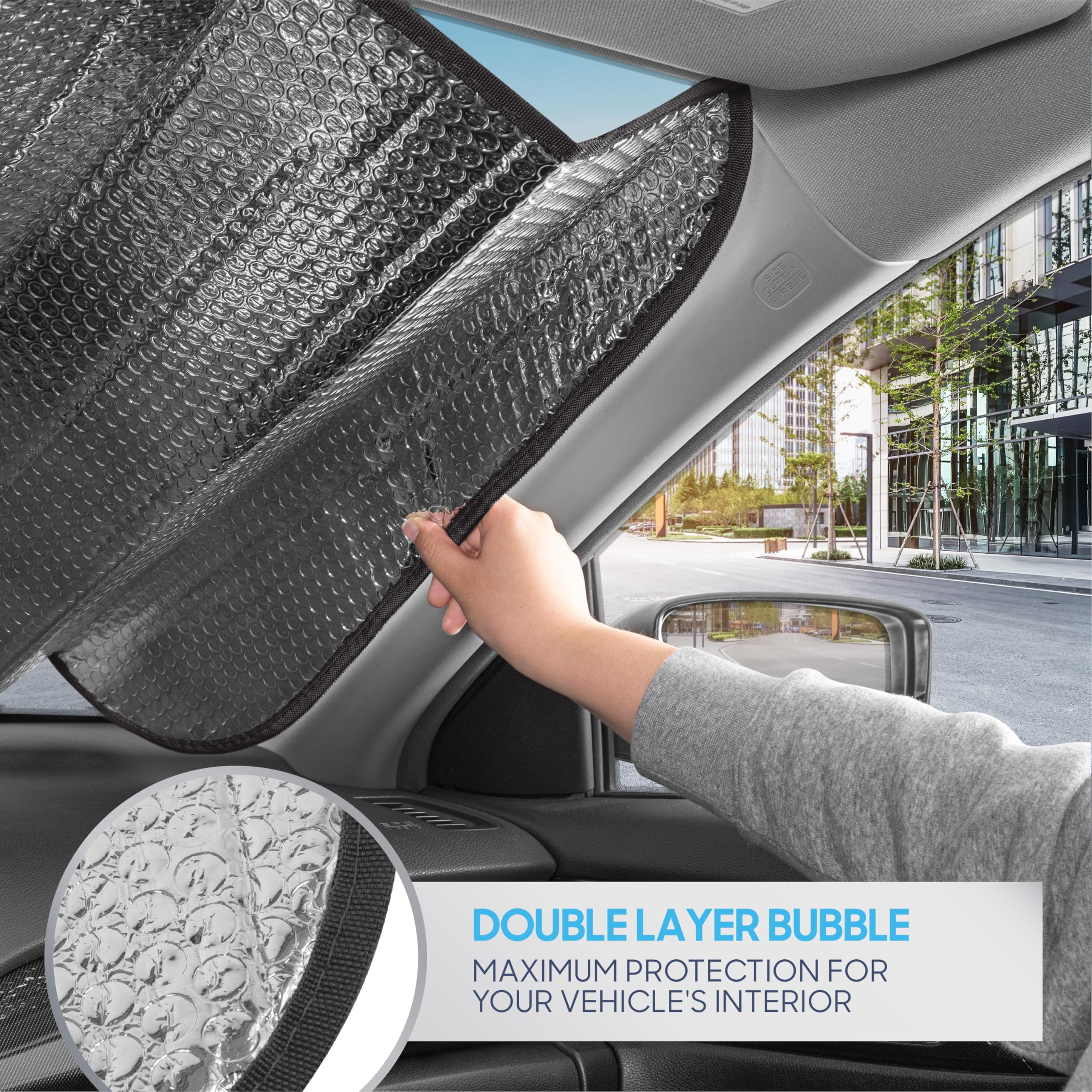 Bdk Never Stop Exploring Front Windshield Sunshade Accordion Folding Style Auto Shade For Car Truck Suv Van Blocks Uv Rays Sun V