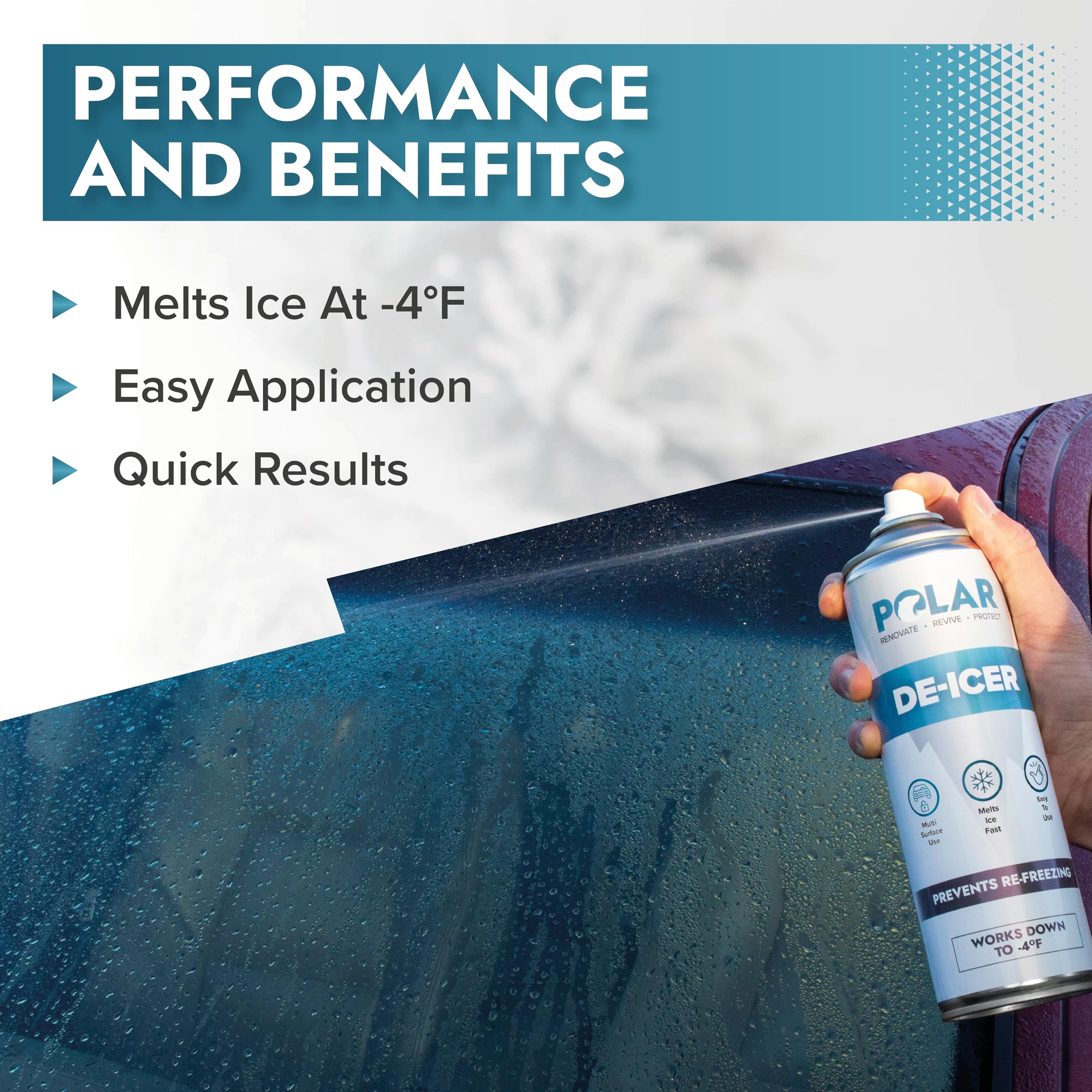 Polar De-Icer Spray For Car Windshield - 6 X 17 Oz | Fast-Acting & Stops Re-Freezing | Instantly Melts Ice And Frost At -4F | Sp