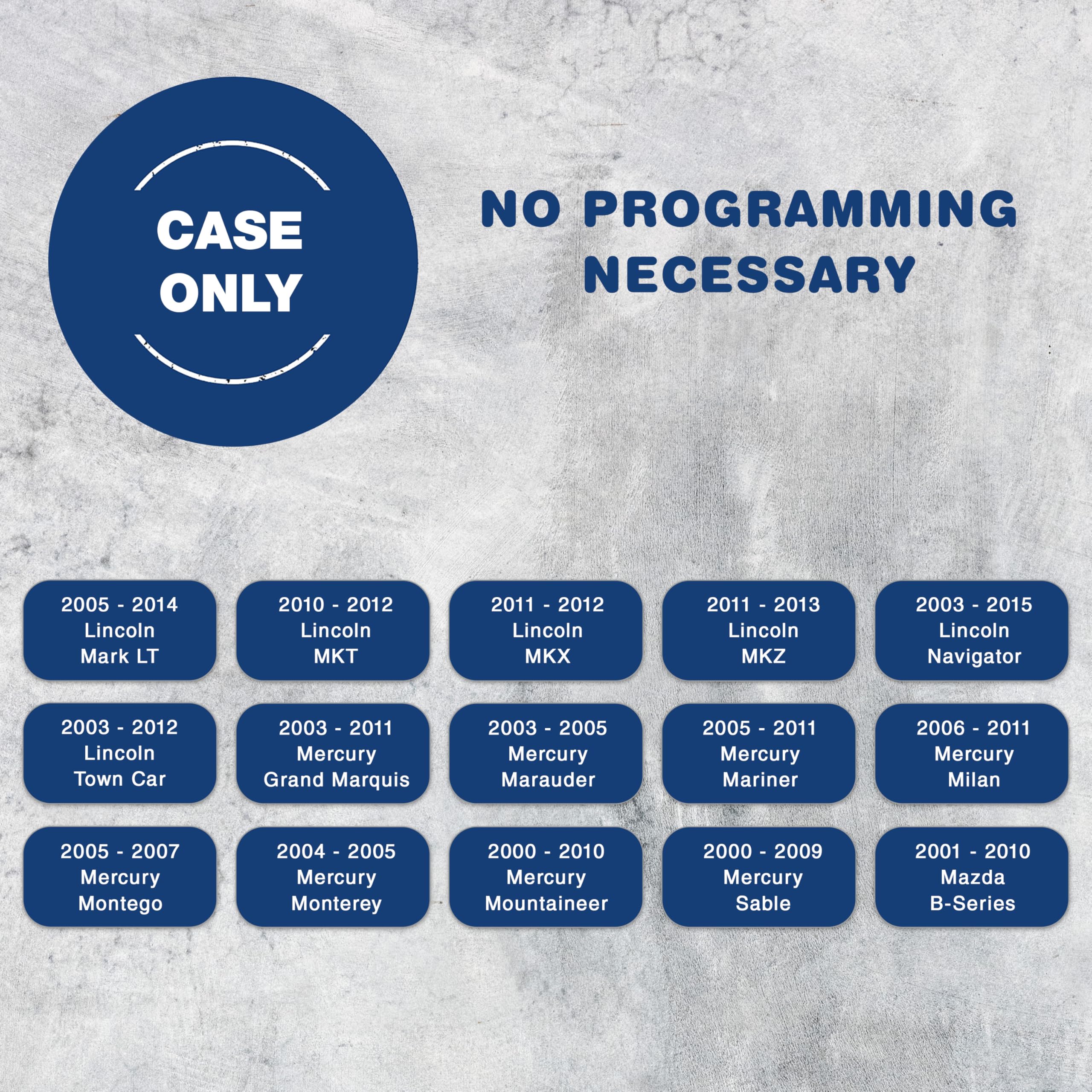 KeylessOption Just The Case Keyless Entry Remote Car Key Fob Shell Replacement - Black (Pack of 2)