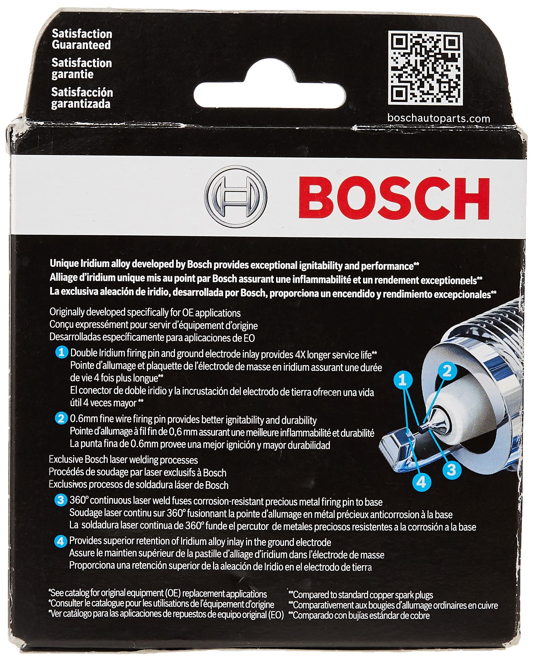 Bosch 9619 Oe Fine Wire Double Iridium Spark Plug - Pack Of 4
