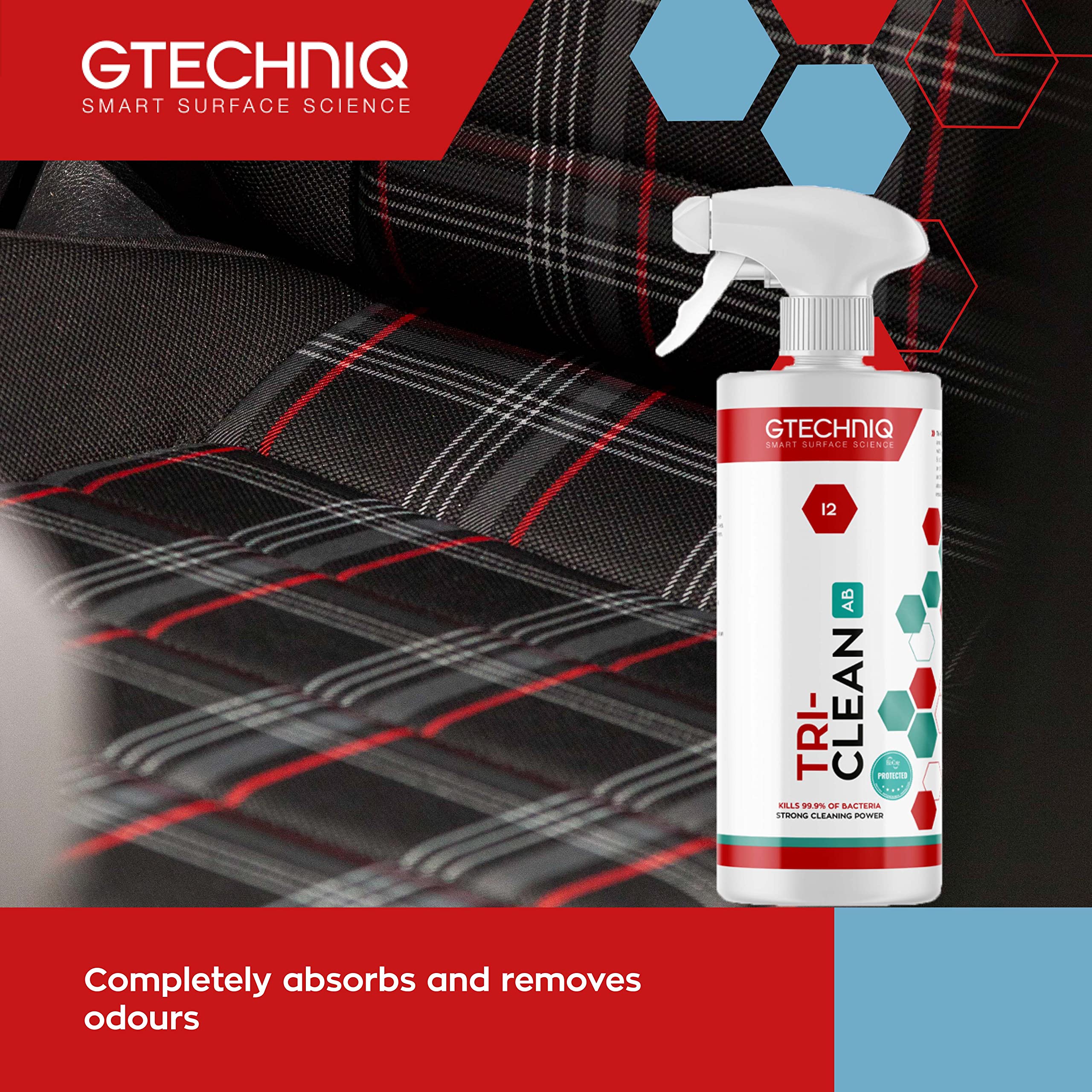 Gtechniq - I2 Tri-Clean - All-Surface Automotive Interior Odor Absorber; Ensure Surfaces Remain Fresh; Remove Dirt Attracting Re