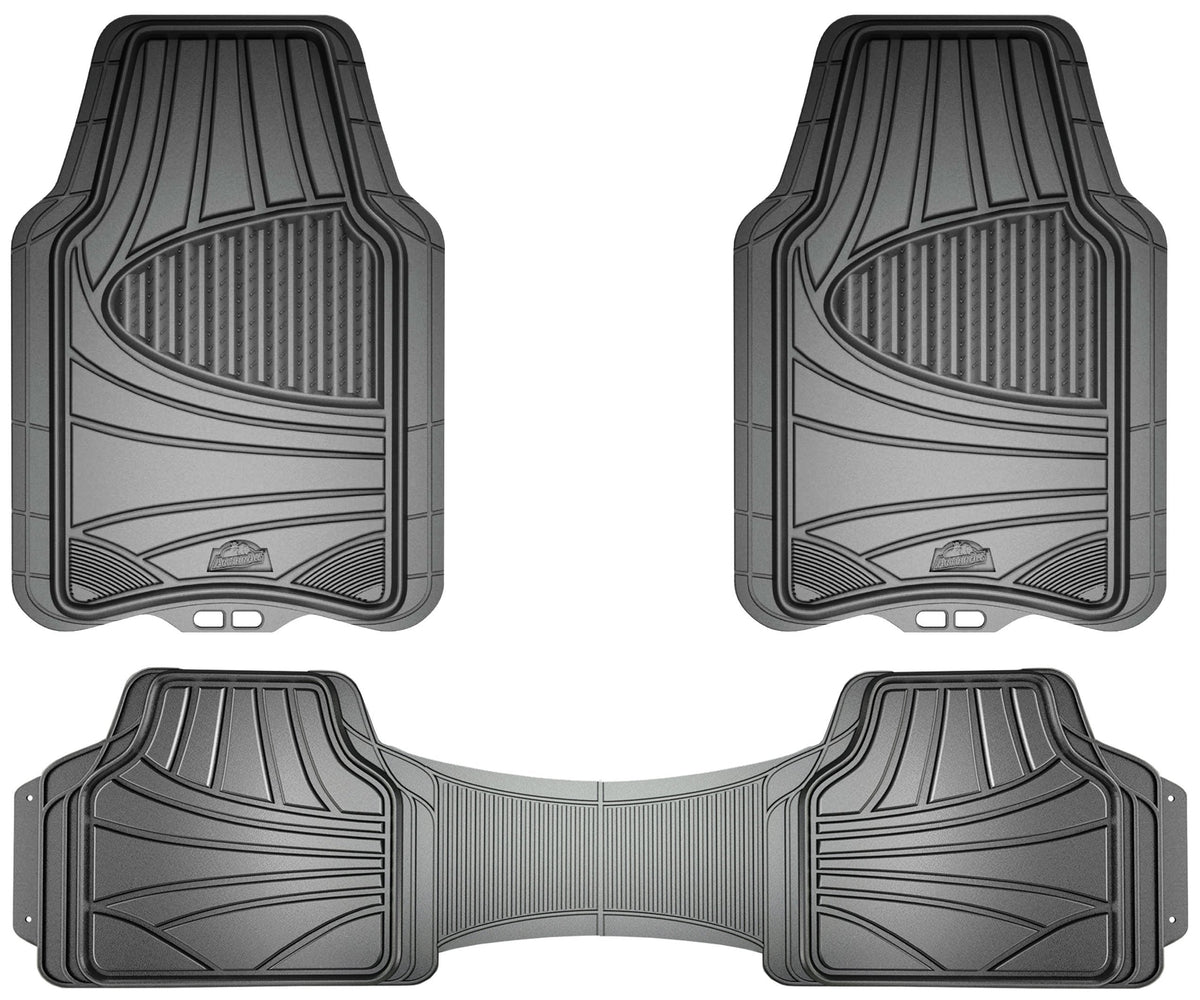 Armor All 78844 3-Piece Gray Rubber Full Coverage Trim-To-Fit Floor Mats For Cars, Trucks And Suvs