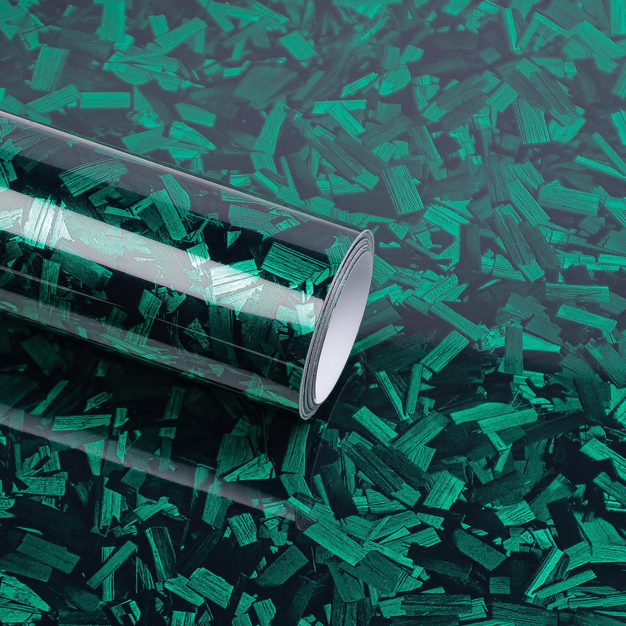 Lypumso Green Forged Carbon Fiber Vinyl Wraps, Car Self-Adhesive Hood Wraps Films With Air Release Technology, High Gloss Auto I