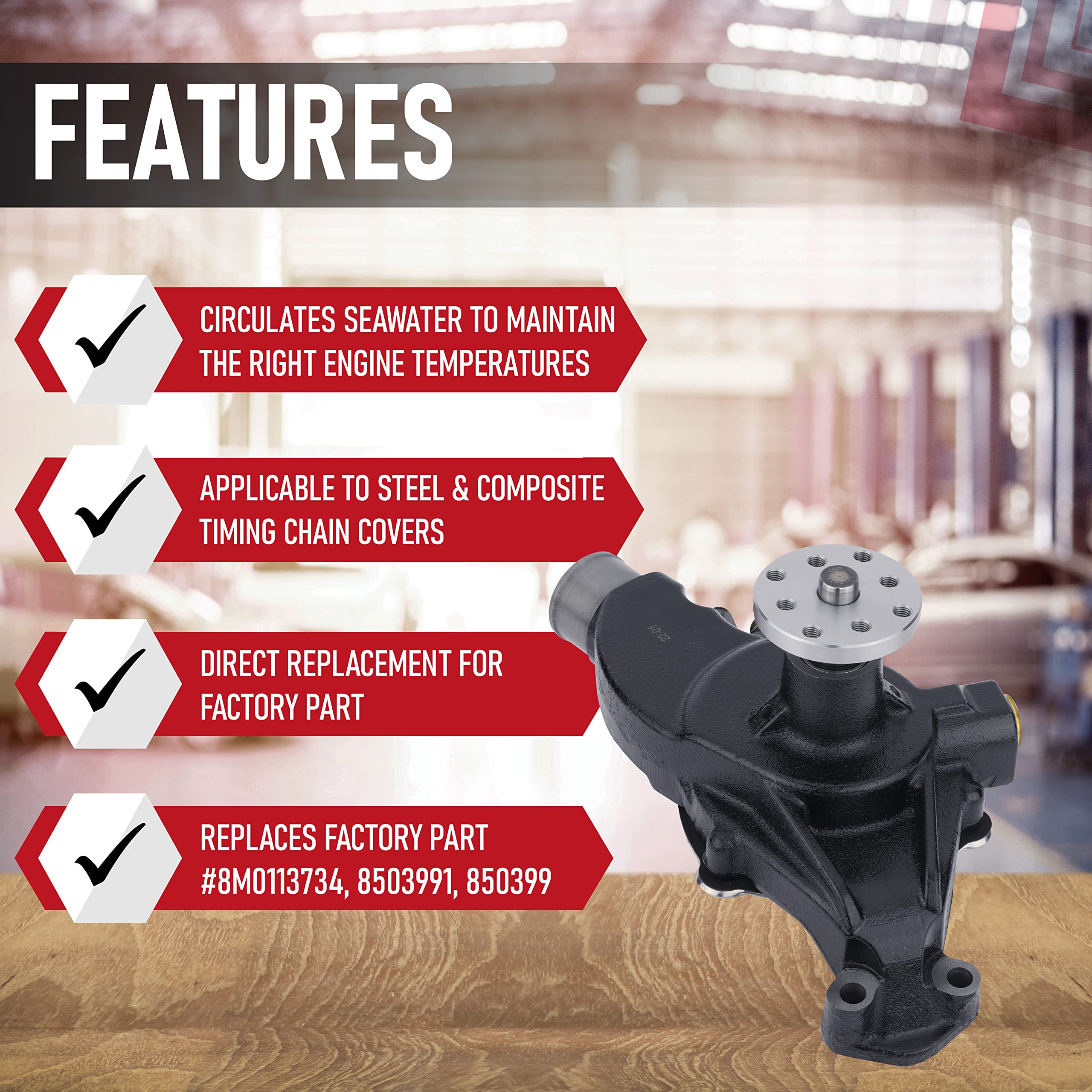 Water Circulating Pump Kit - Fits Mercruiser, Stern Drive & Volvo Penta, 1968-1998 Omc,Chrysler & Indmar - Inboard 4.3, 5.0, 5.7