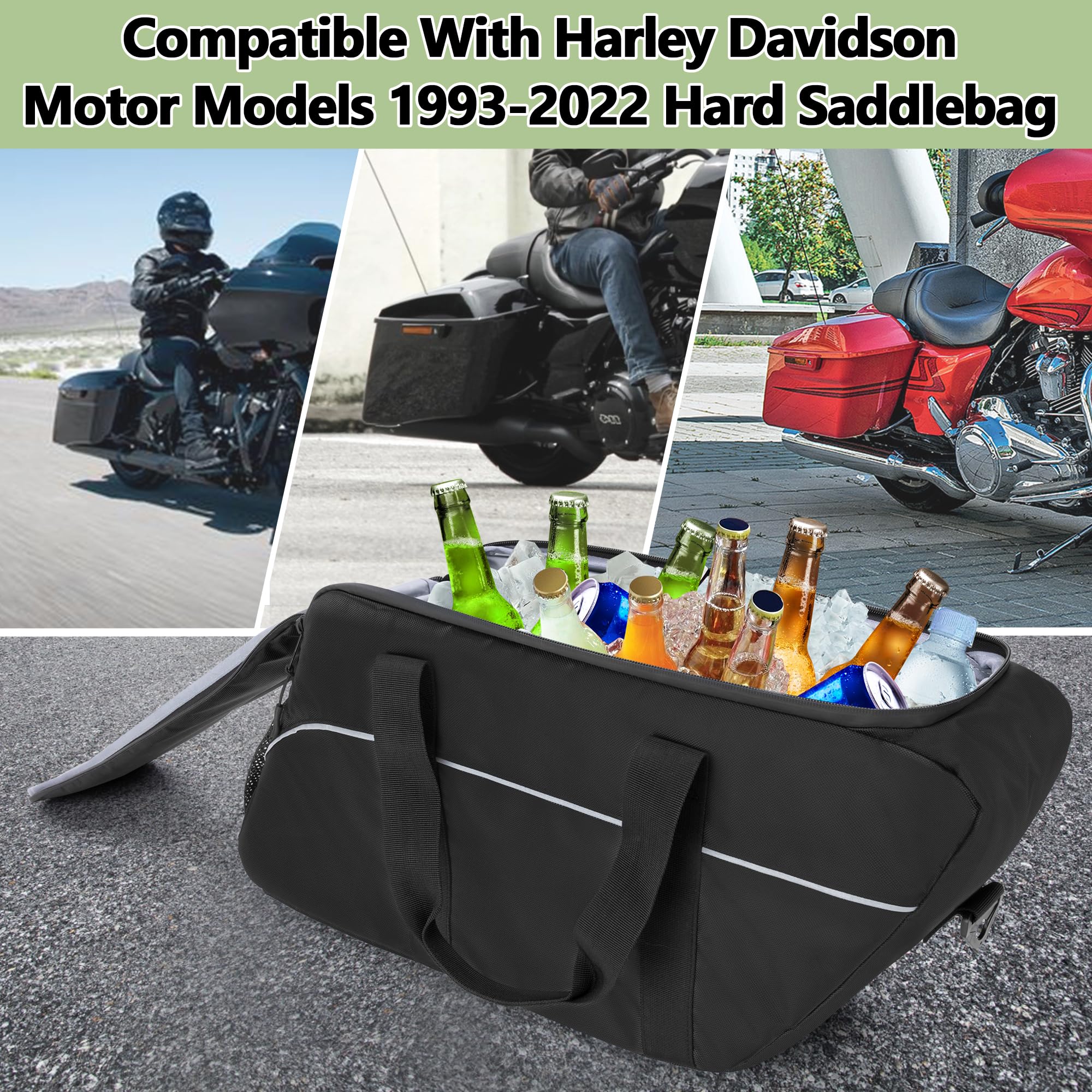 Hodrant Motorcycle Saddlebag Cooler, Leakproof Motorcycle Side Bag Liner Cooler Compatible With Harley Davidson 1993-2022 Tourin