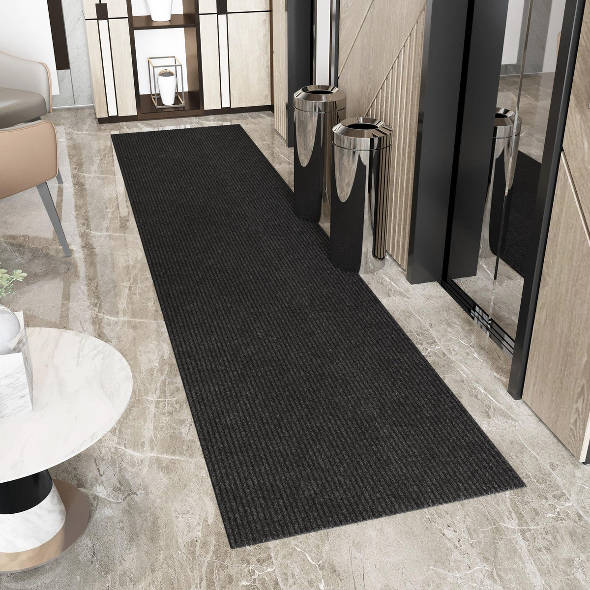 Ottomanson Solid Design Non-Slip Rubberback 2X46 Indoor/Outdoor Runner Rug For Hallway, Kitchen, Living Room, Garage, Patio, 2'