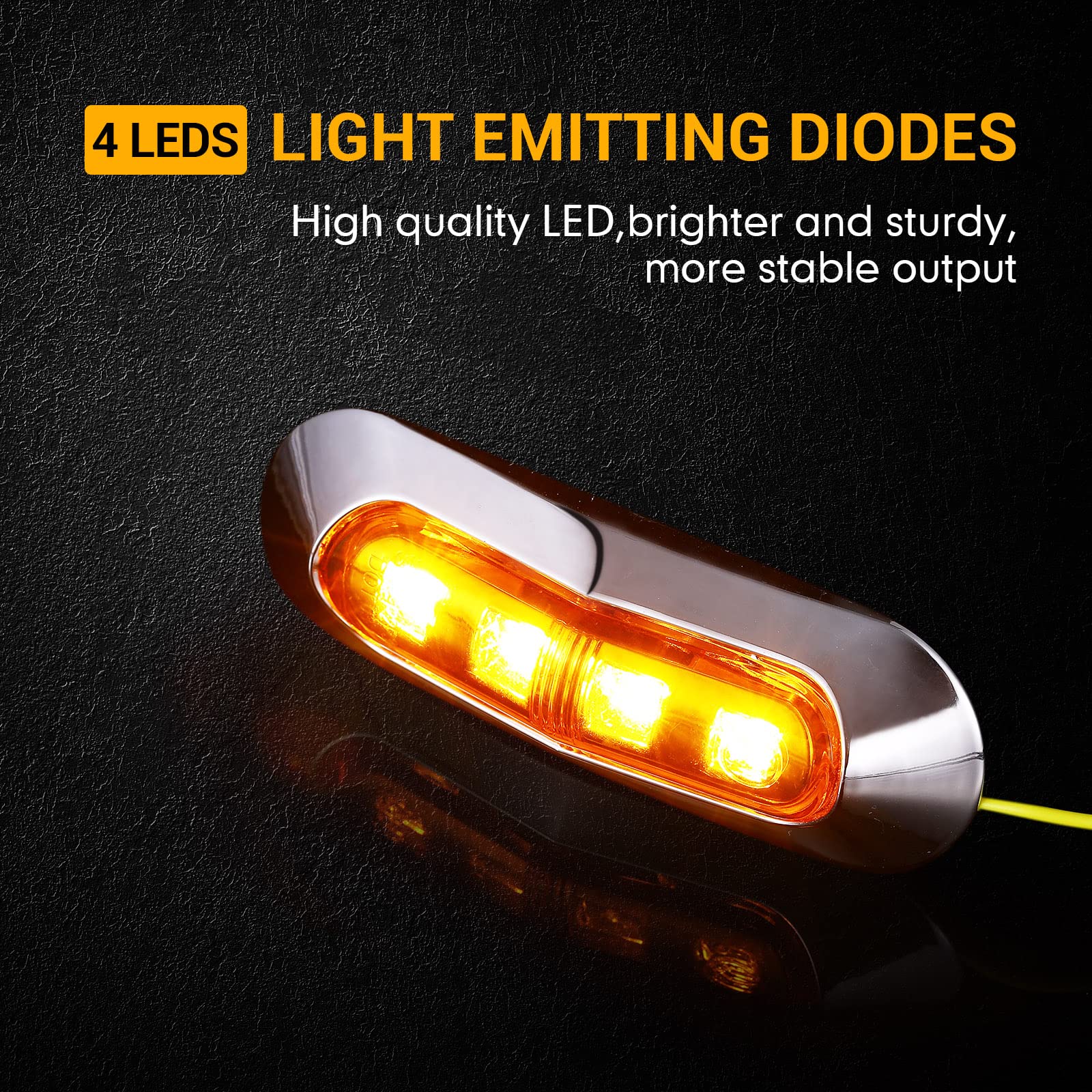 Tallew 30 Pcs Amber Dc12V-24V 4 Led Side Marker Indicator Lights Lamp Front Rear Tail Clearance Lamp For Truck Trailer Boat Bus