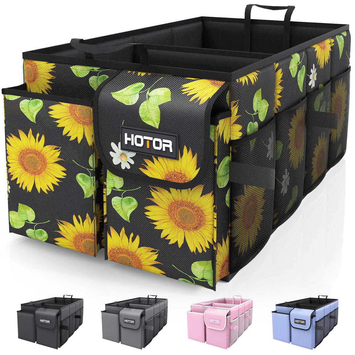 Hotor Foldable Trunk Organizer - Suv & Sedan, Sturdy Car Organization With 2 Compartments, 21.3 ''12.6 ''10.6 ''