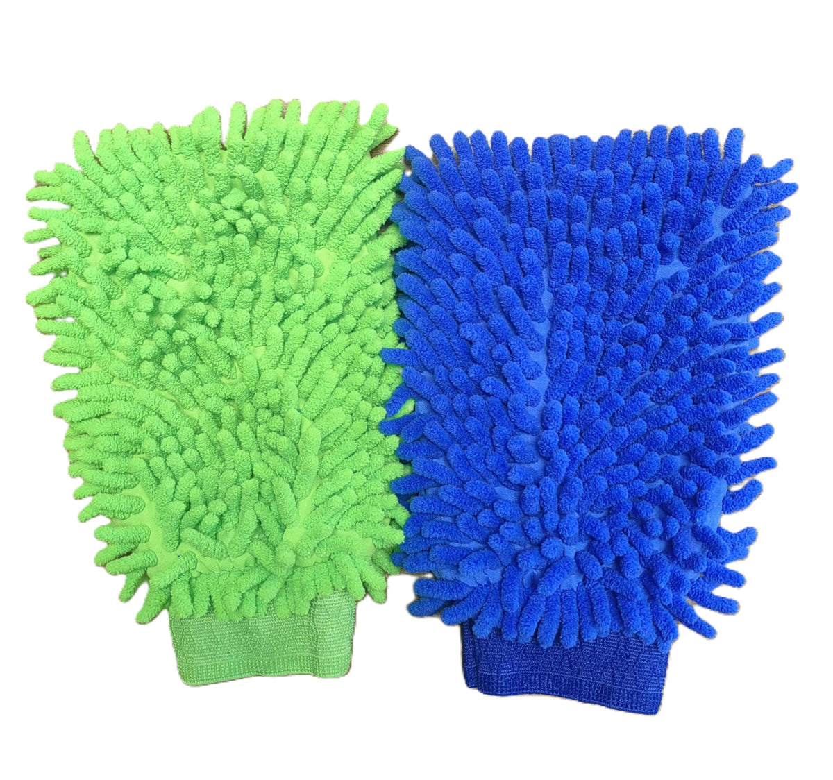Besmelody House Cleaning And Car Wash Mitts, Home Dusting Microfiber Gloves, Washing Clean Polish Faster (2-Pack, Green/Blue)