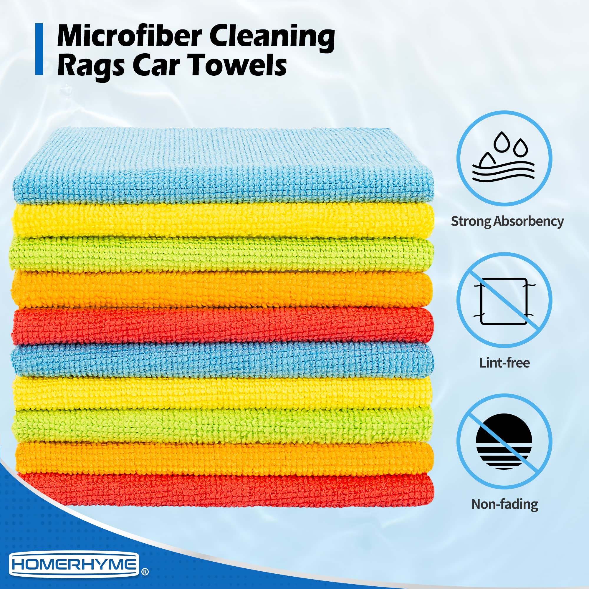 Homerhyme Microfiber Cleaning Cloths, 100 Pack Cleaning Rags Microfiber Towels Bulk Absorbent Lint-Free Washcloths, All-Purpose