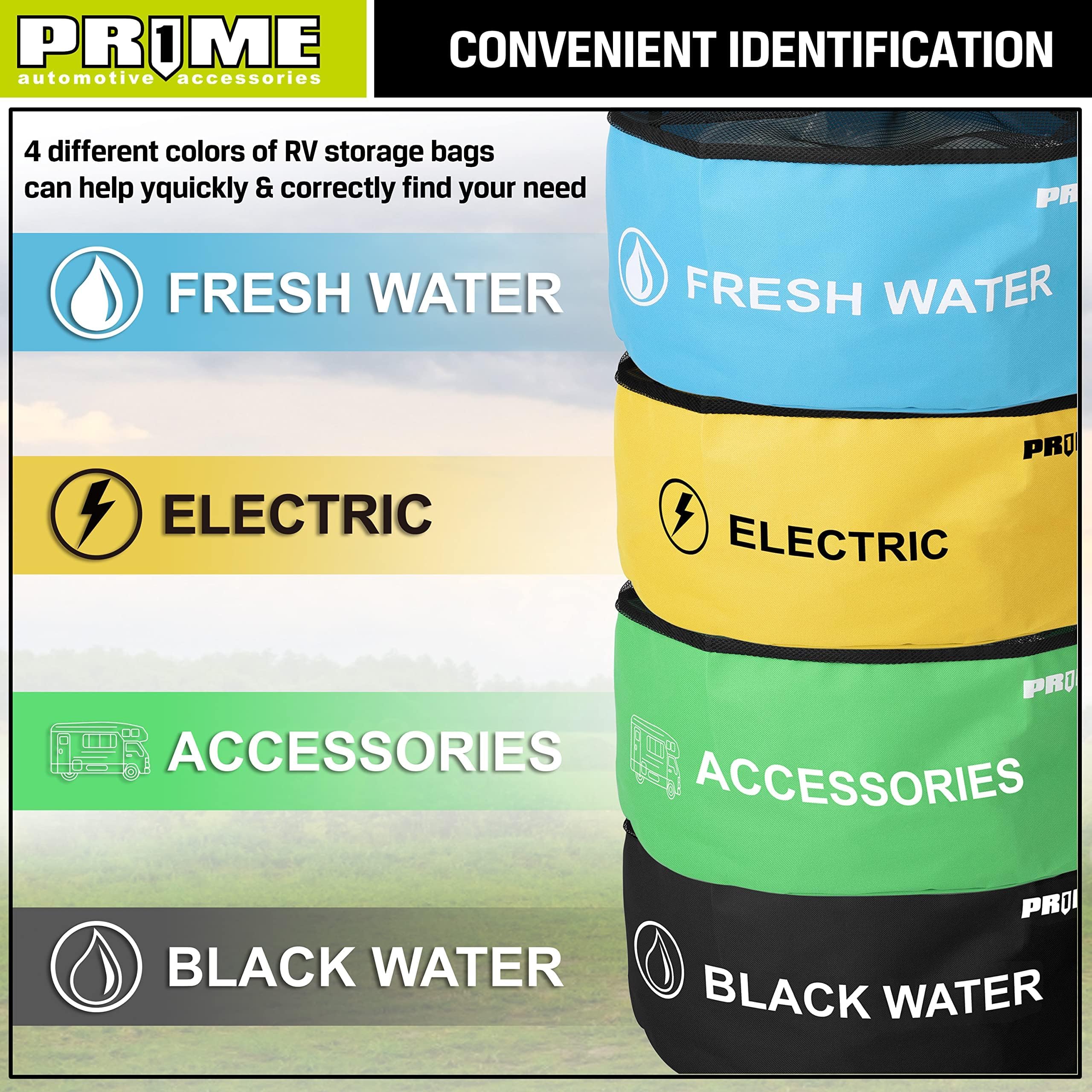 Pr1Me 4 Pack Waterproof Rv Hose Bag Storage, Rv Utility Bag, Sewer Hose Bag, Camper And Rv Accessories Bag, 4 Colors For Sewer H