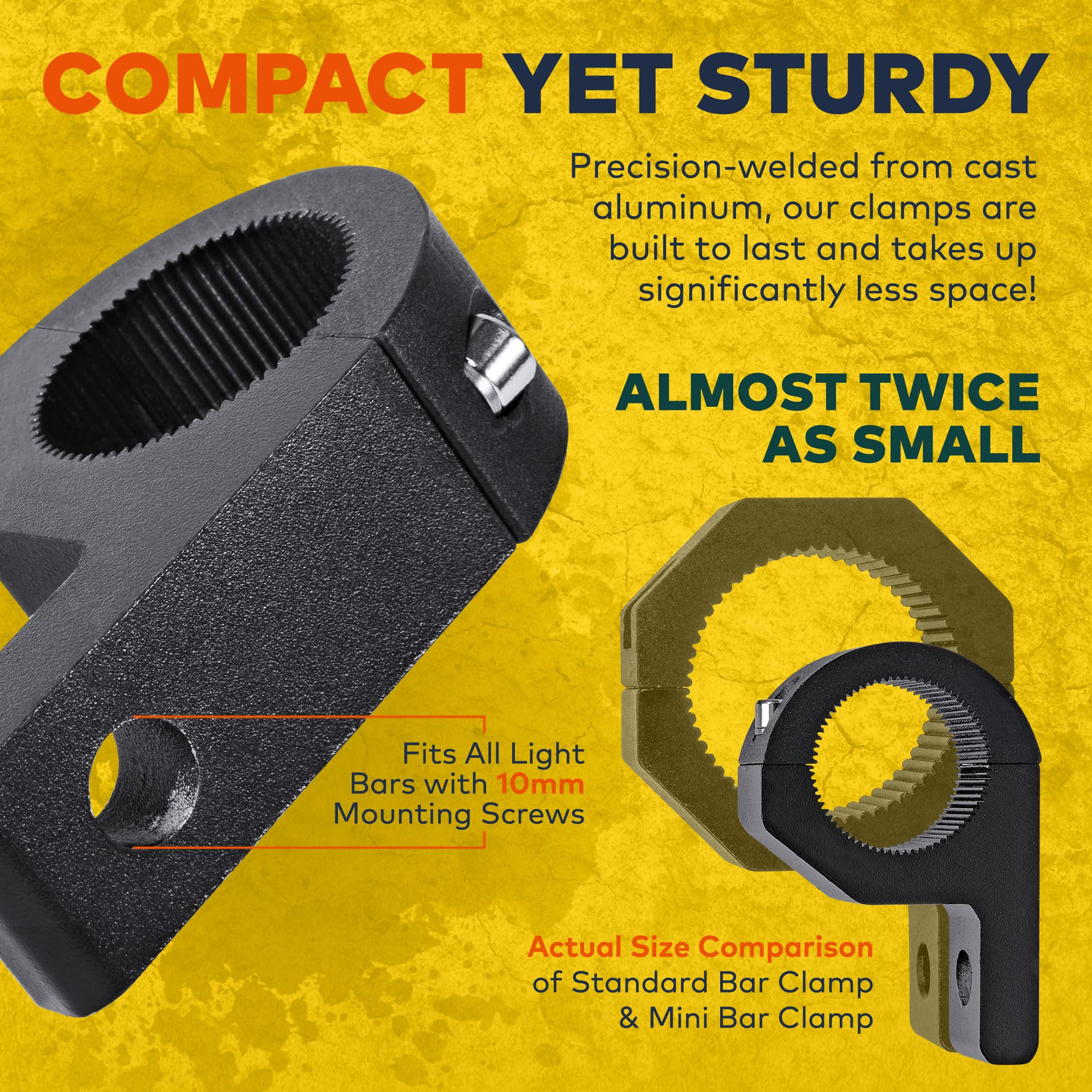 LAMPHUS Off-Road ATV UTV Light Bar Mounts - 2 Pack Aluminum Clamp Kits for 0.75/1/1.25 Bars, Black Bull Bar Roll Cage Cl