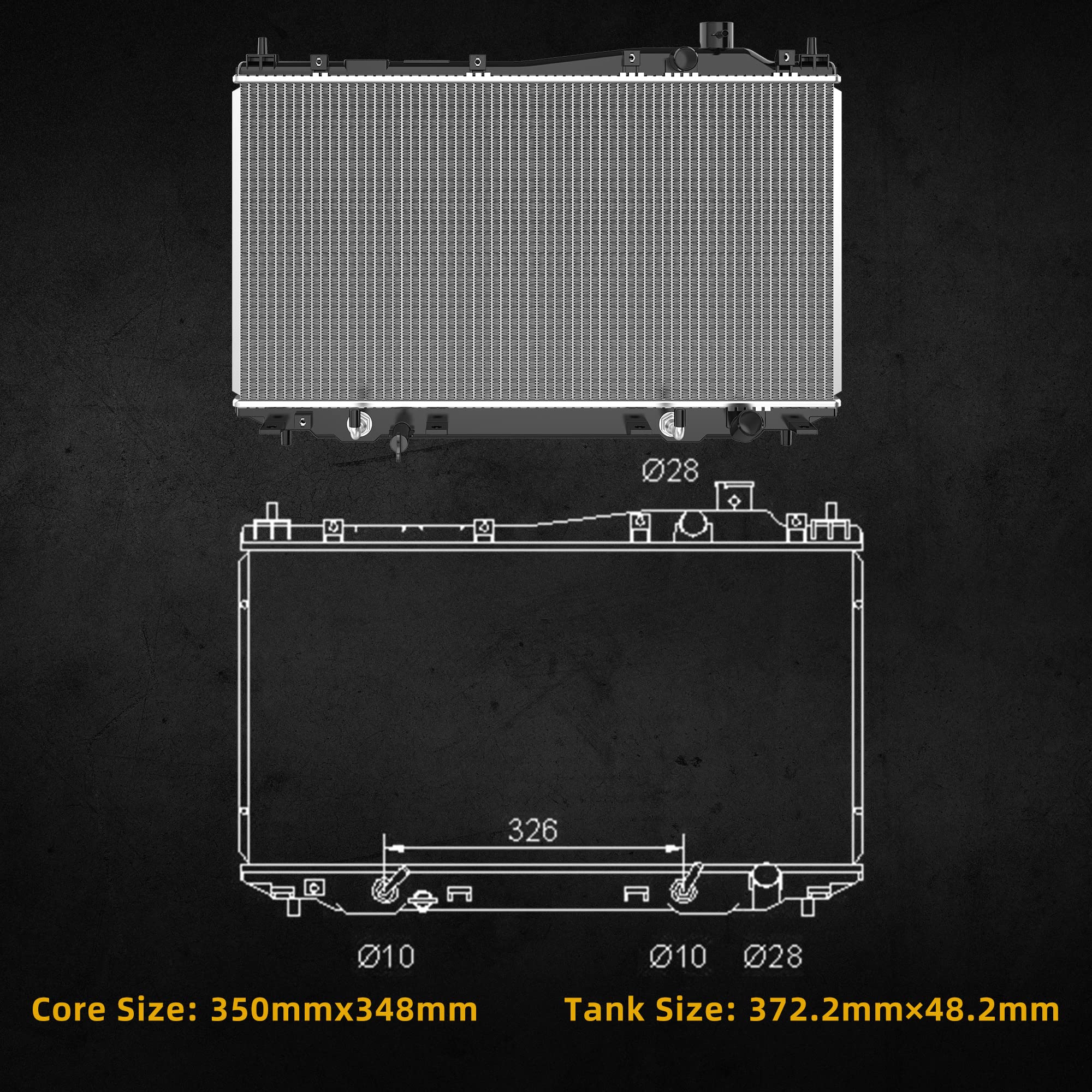 Dwvo Complete Radiator Compatible With 2001 2002 2003 2004 2005 Civic, Compatible With 2001-2005 El L4 1.7L Dwrd0003