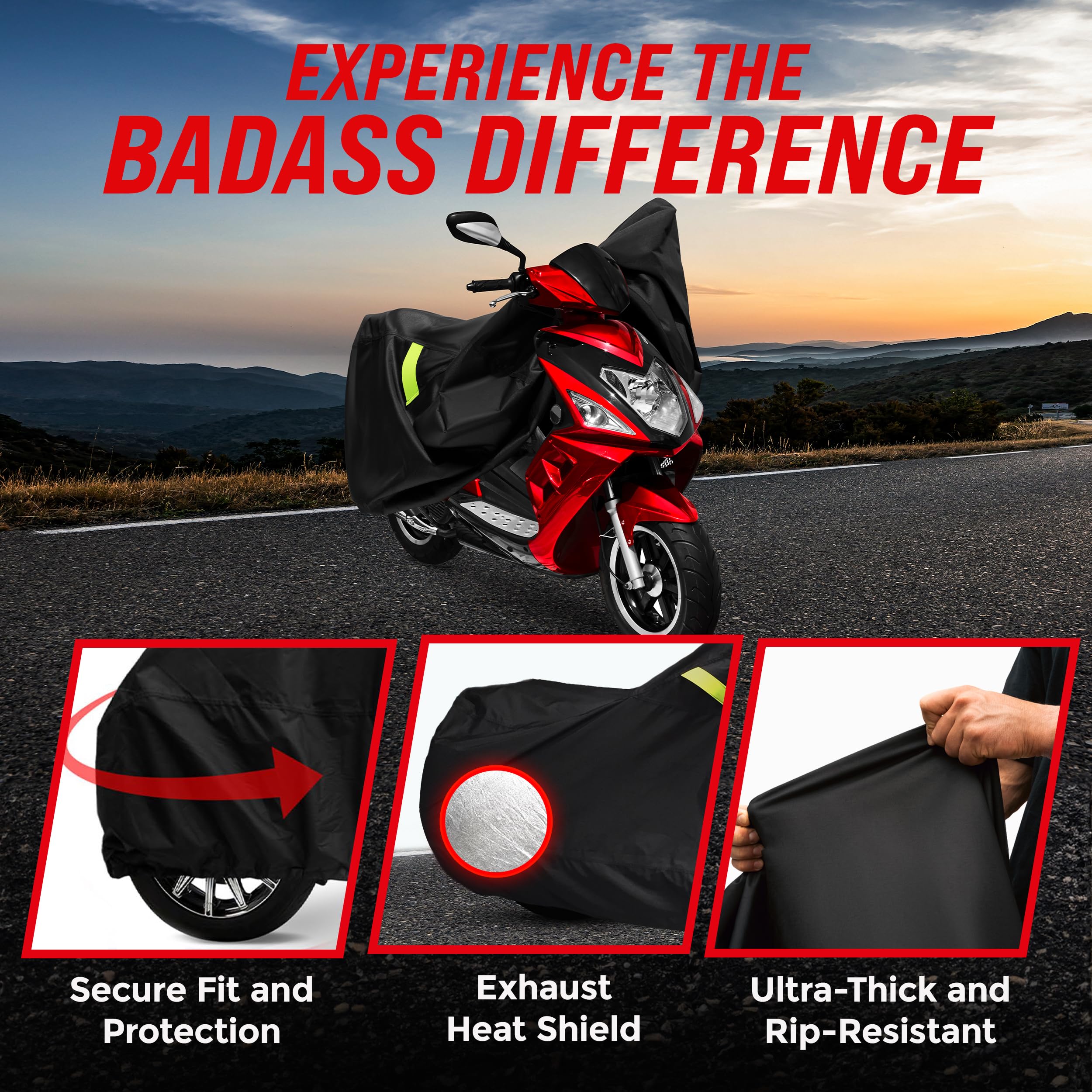 Badass Moto Ultimate Scooter Cover for Vespa Cover, Moped Cover Waterproof Outdoor Fits Honda Ruckus Scooter Cover Fits Honda Su