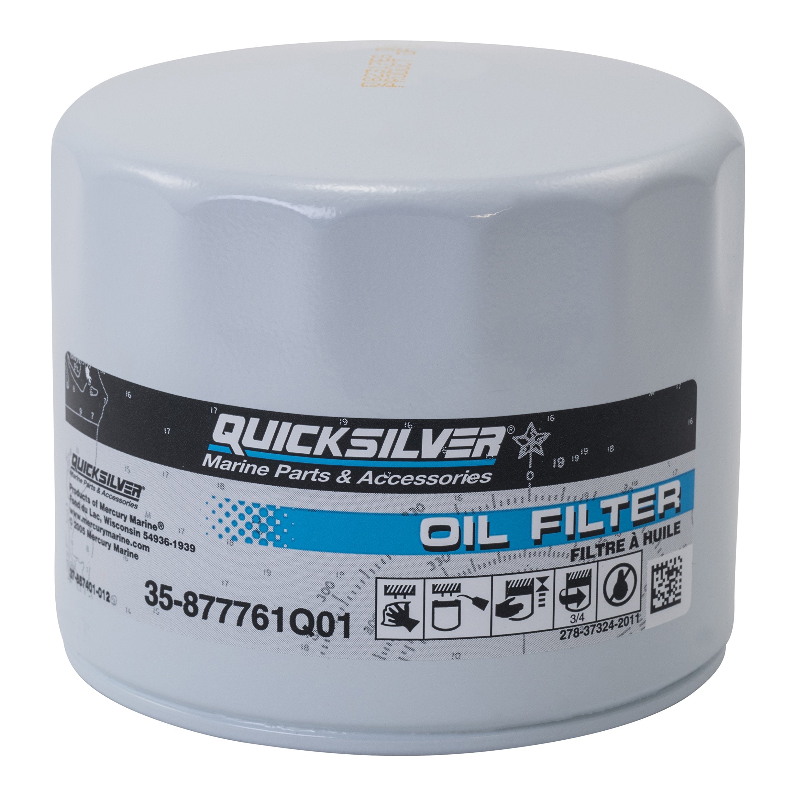 Quicksilver By Mercury Marine 877761Q01 Oil Filter For Select Mercury And Mariner 75-115Hp Outboards And 150Hp Efi 4-Stroke Outboards