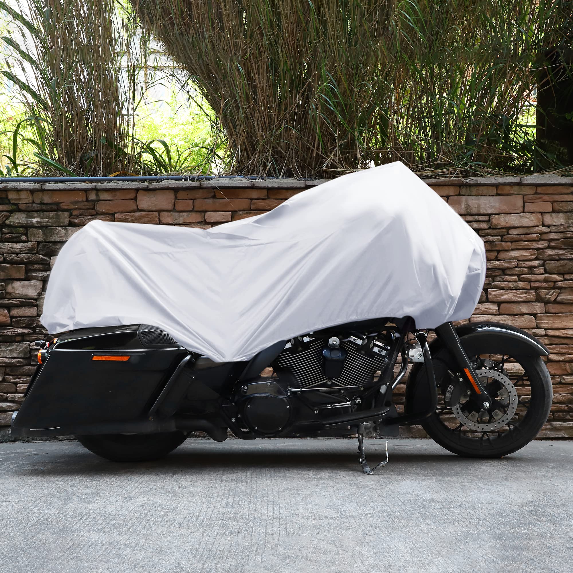 X Autohaux Motorcycle Cover Lightweight Half Cover Outdoor Waterproof Rain Dust Protector Silver Tone Xl Size For Most Full Dres