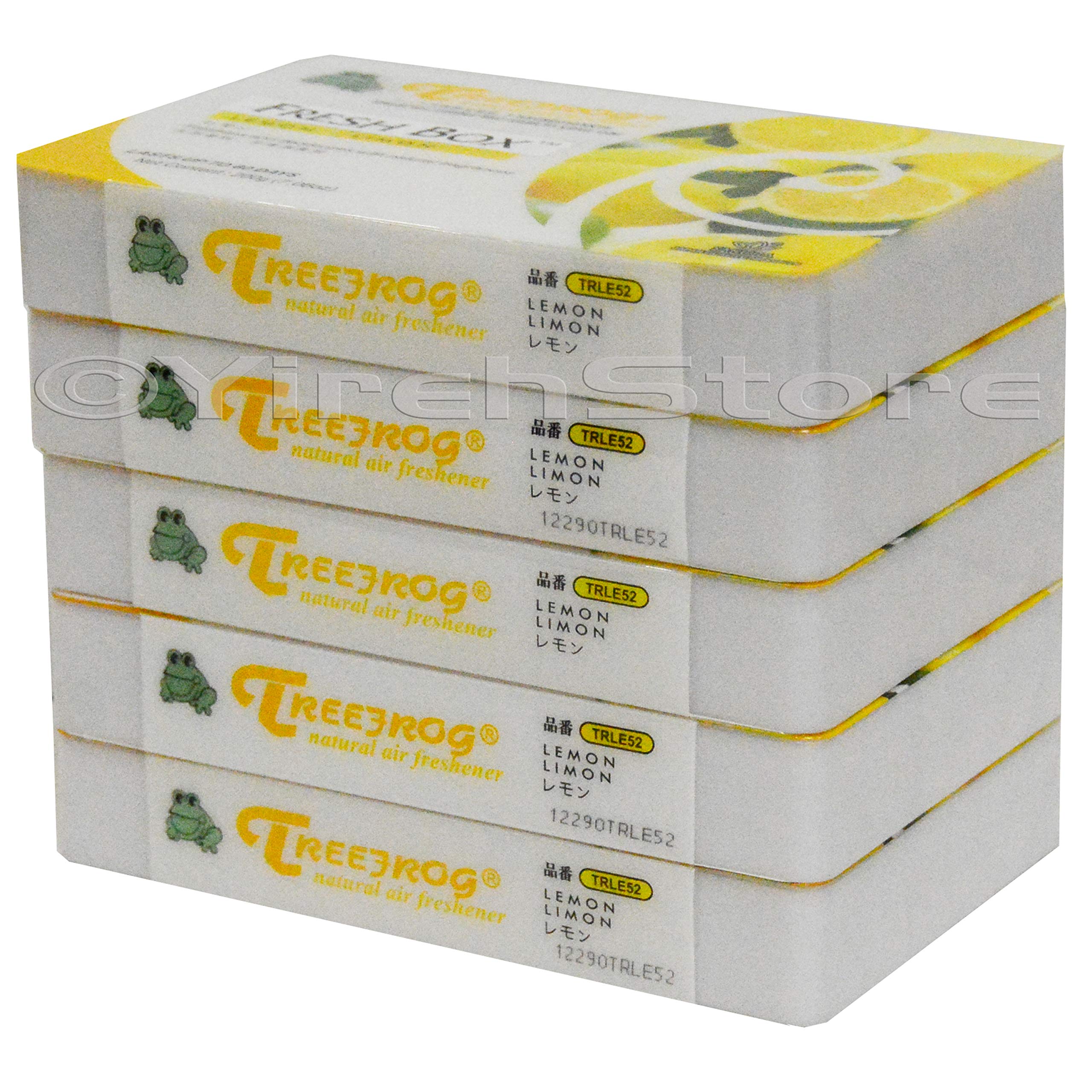 Air Freshener Lemon Scent 5 Pack, Treefrog Fresh Box Lemon, Tree Frog Last Long, Large Size Car Air Freshener