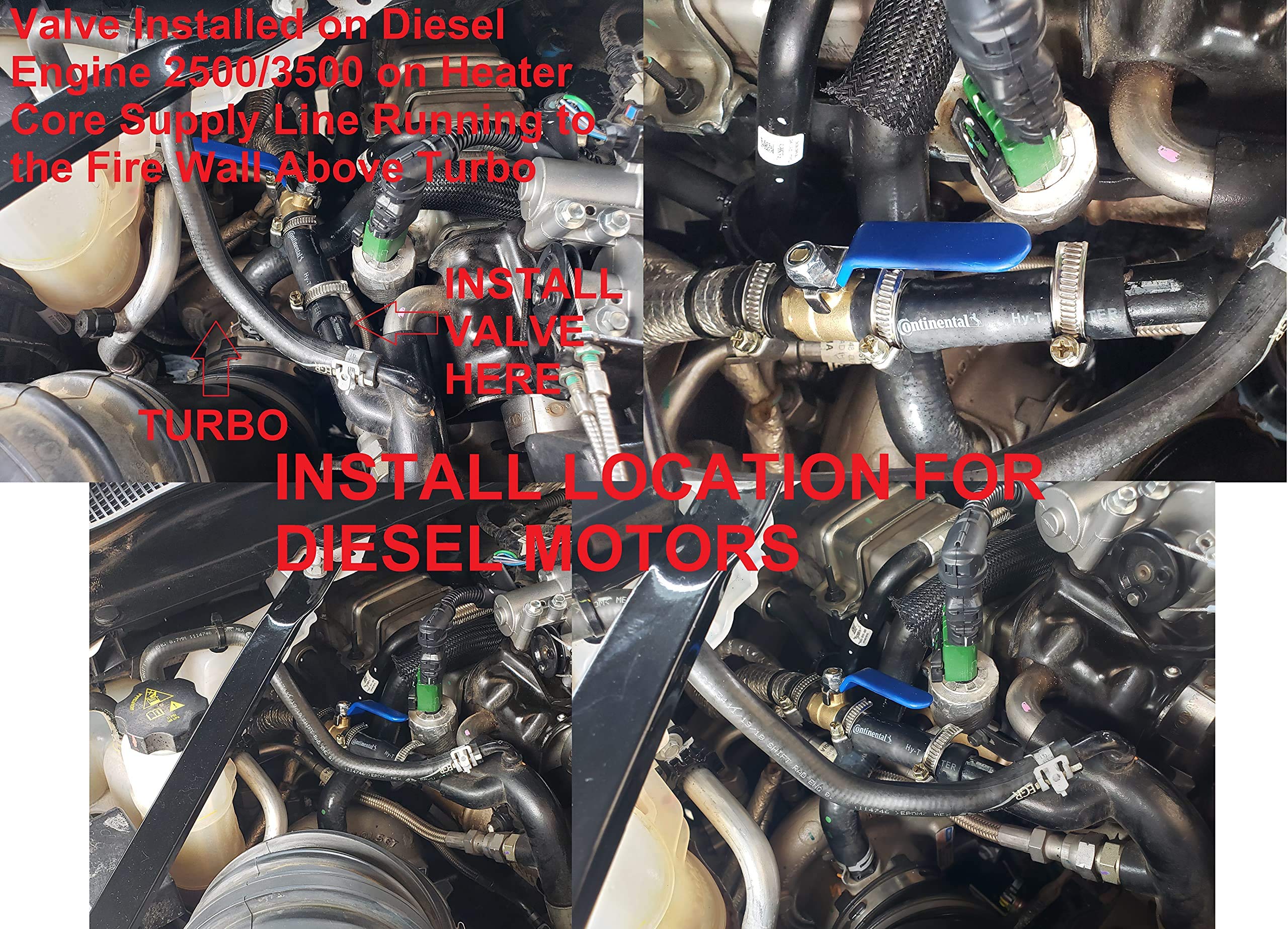 Muzzys A/C Hack Kit Fits: Ram 2019 2020 2021 2022 1500 2500 3500 Trucks With Weak/Warm Air Conditioning From Factory, Heater Core Blend Door By-Pass Mod Fix, W/Clamps Hose Shut Off Valve, Gas & Diesel