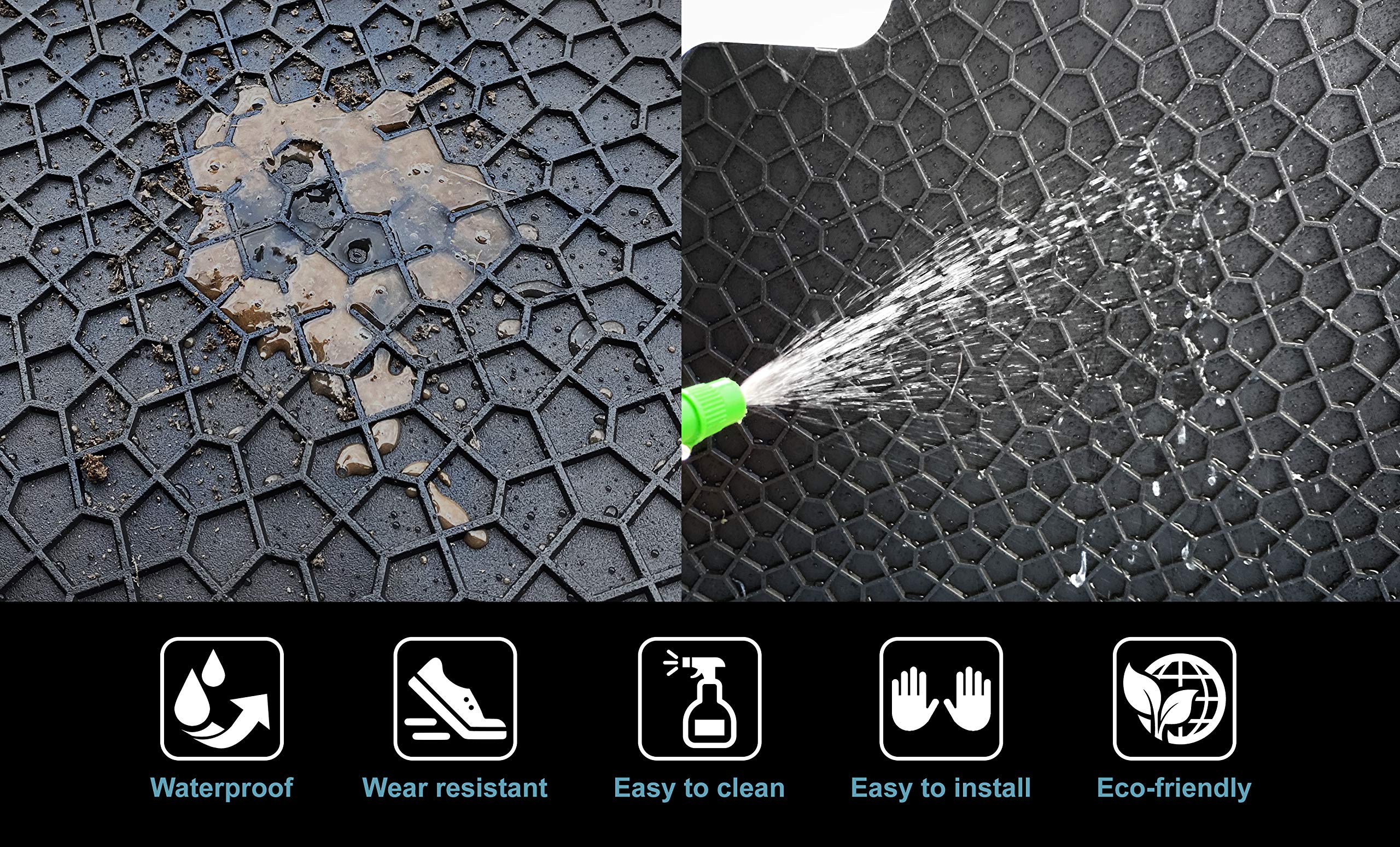 Yellopro Custom Fit Heavy Duty Front Row (1Pc) Floor Mat For Dodge 2014-2025 Ram Promaster Van 1500 2500 3500 - All Weather - Anti-Slip Black Rubber [Made In Usa]