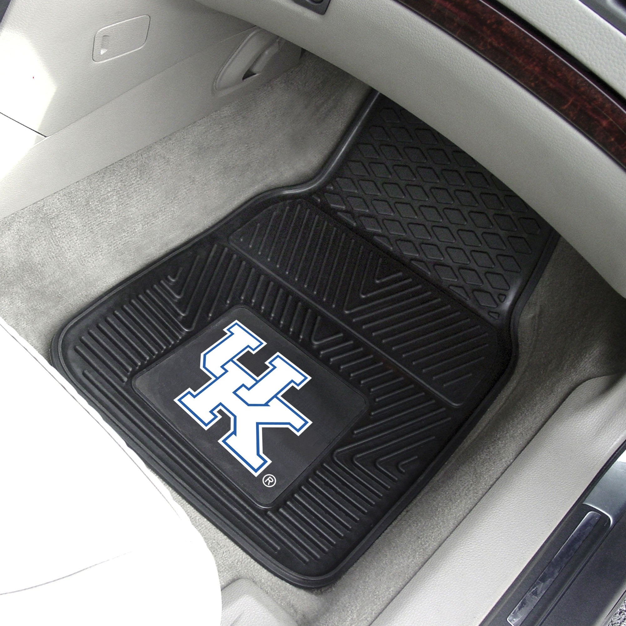 Fanmats 8784 Kentucky Wildcats 2-Piece Heavy Duty Vinyl Car Mat Set, Front Row Floor Mats, All Weather Protection, Universal Fit, Deep Resevoir Design