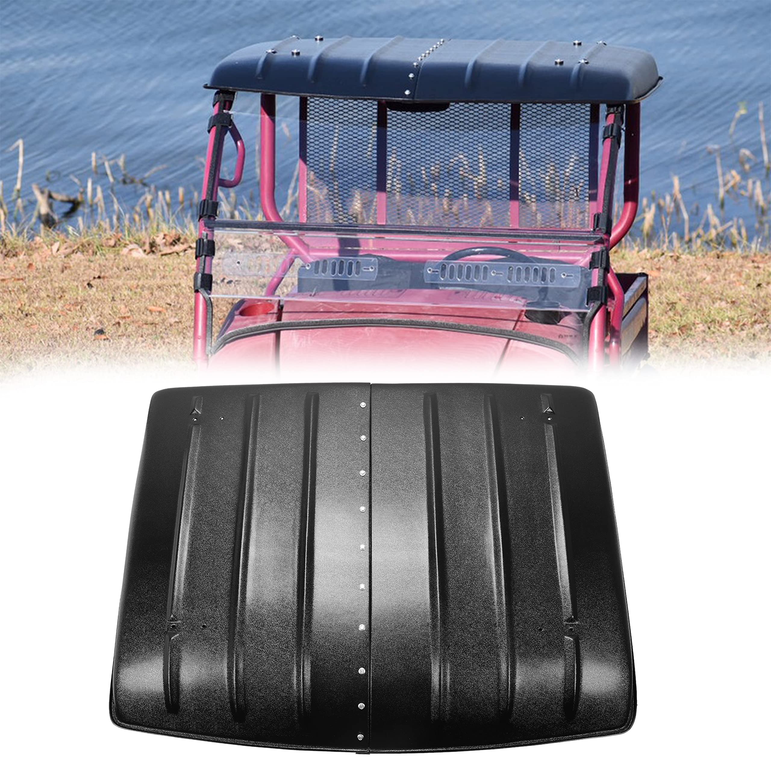 Kuafu Hard Roof Top Compatible With 2005-2024 Kawasaki Mule 600 610 Sx 4X4 Utv Top Black Plastic Replacement For Kaf600-005B