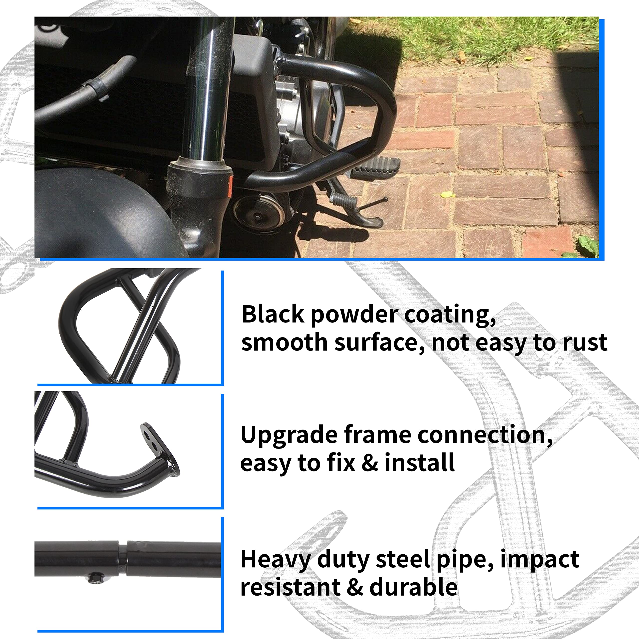 Ecotric Engine Guard Highway Crash Bar Protector Compatible With 2017-2023 Honda Rebel 300 Cmx300 / 2017-2024 Rebel 500 Cmx500 M