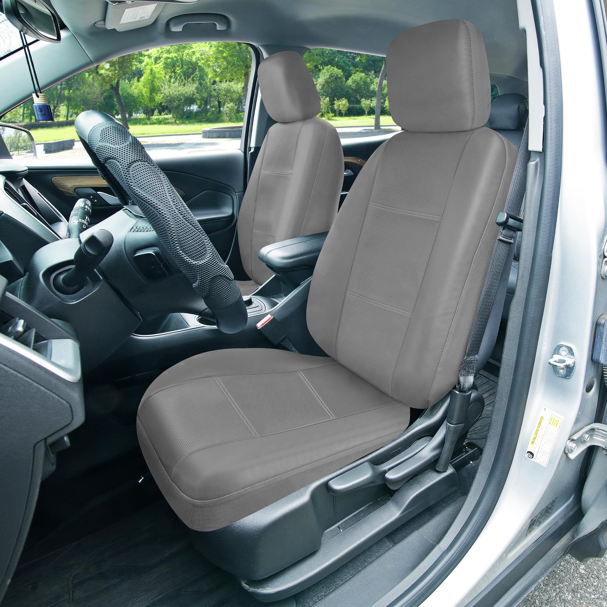 Fh Group Full Set Faux Leather Car Seat Covers For Low Back Front Seat Covers, Airbag Compatible, Split Bench Rear Seat, Univers