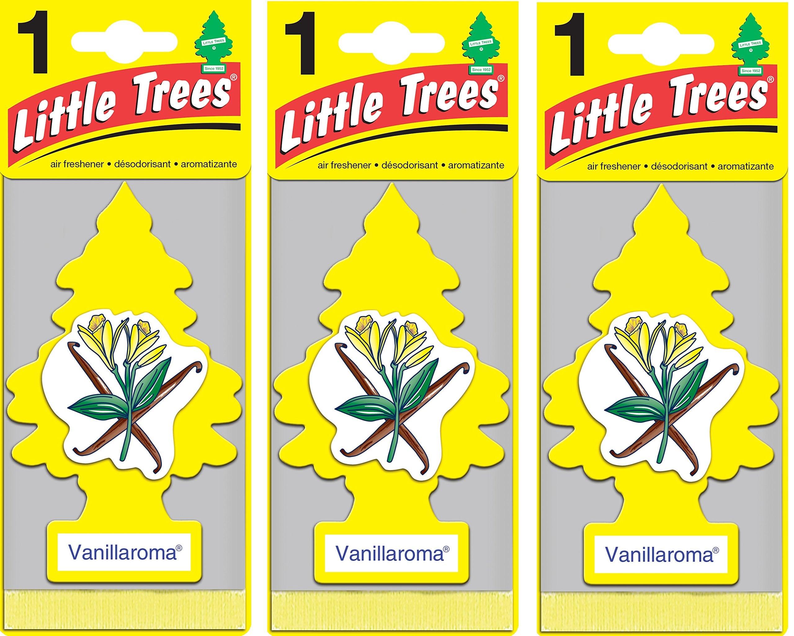 Little Trees Car Air Freshener | Hanging Paper Tree For Home Or Car | Vanillaroma | 3 Pack