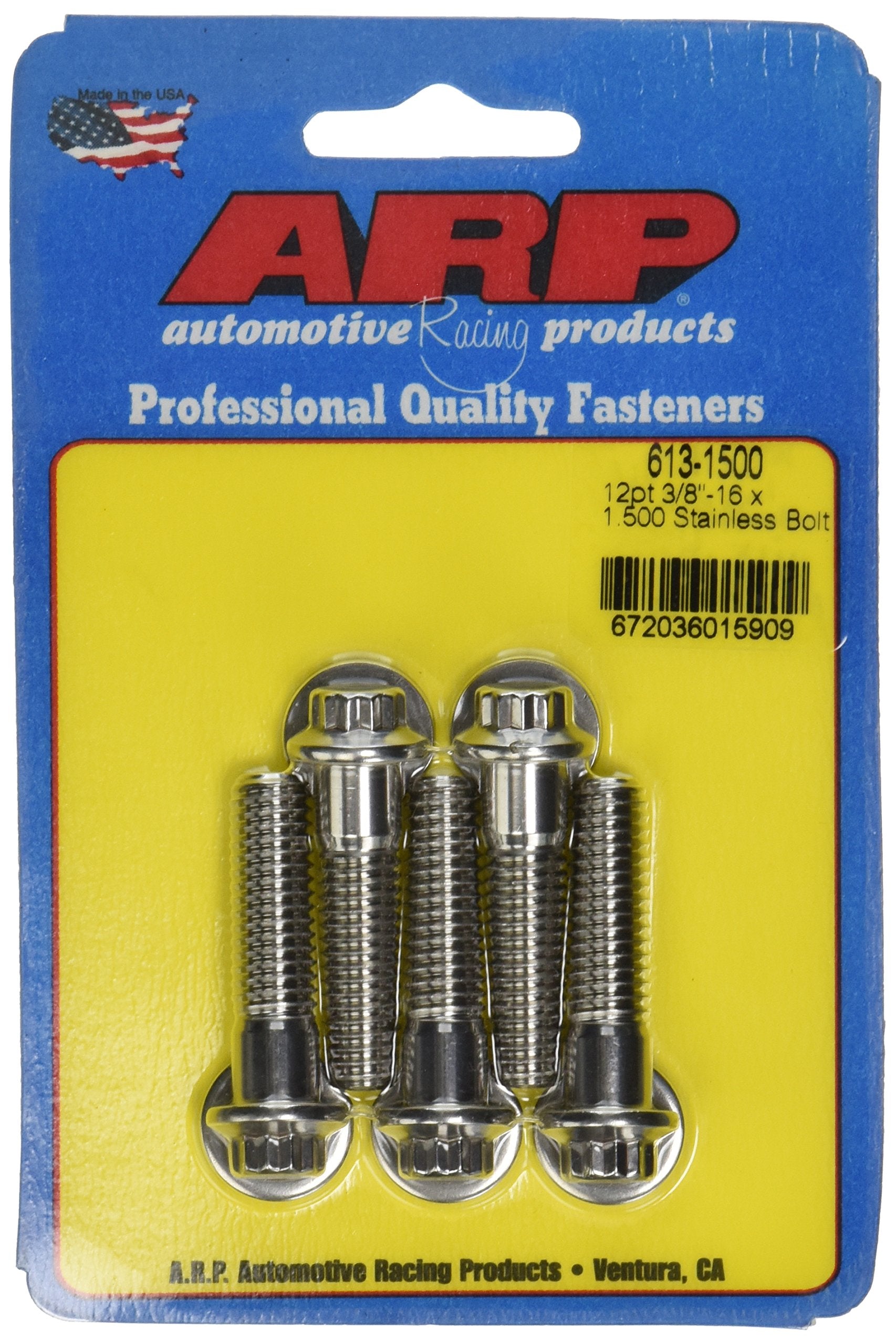 Arp 6131500 Stainless Steel 3/8-16 12-Point Bolts - Pack Of 5