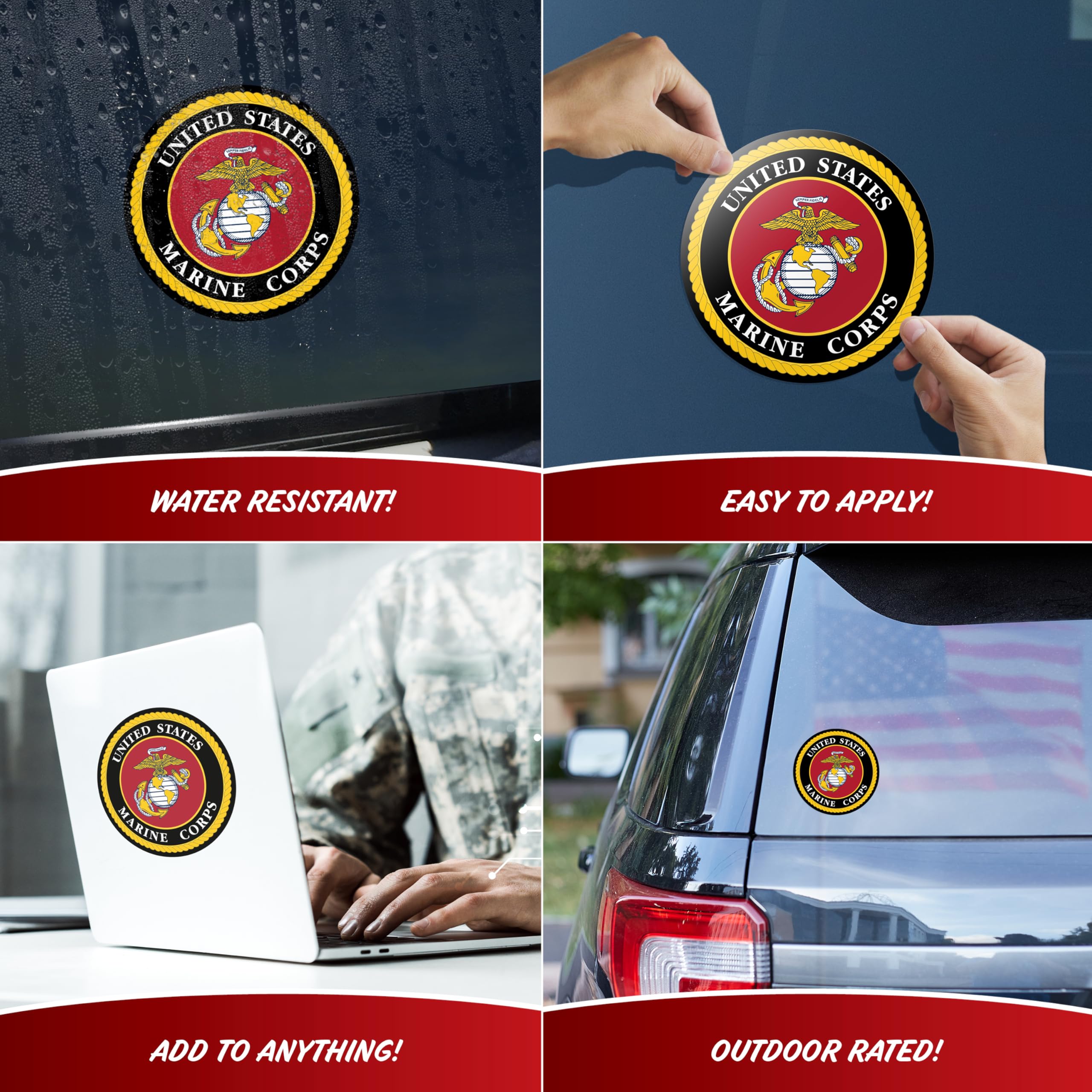 Marine Corps Car Decal - Large 5.5'' Usmc Vinyl Decal For Car Window - Large Military Car Decals United States Military Stickers