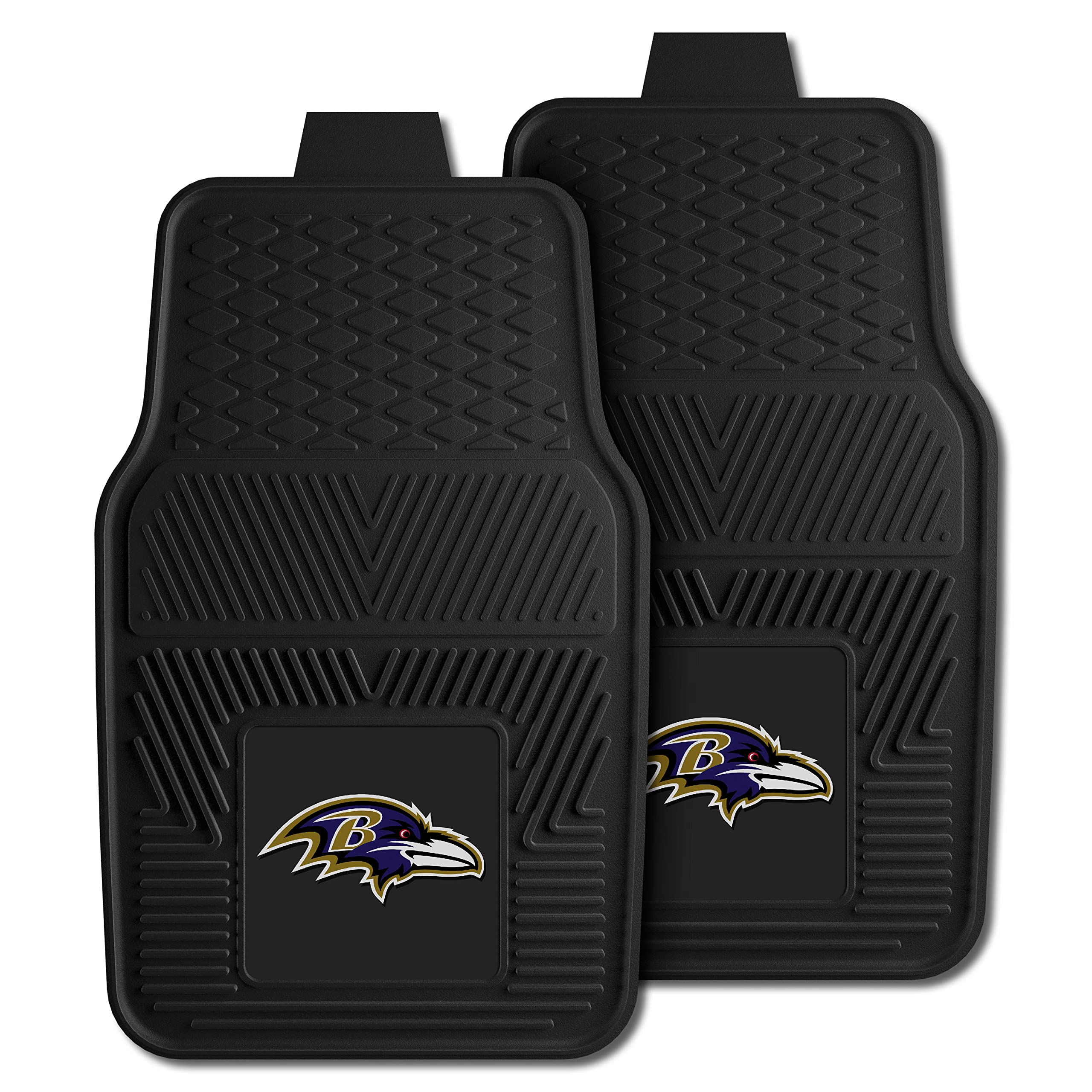 Fanmats 8755 Baltimore Ravens 2-Piece Heavy Duty Vinyl Car Mat Set, Front Row Floor Mats, All Weather Protection, Universal Fit,