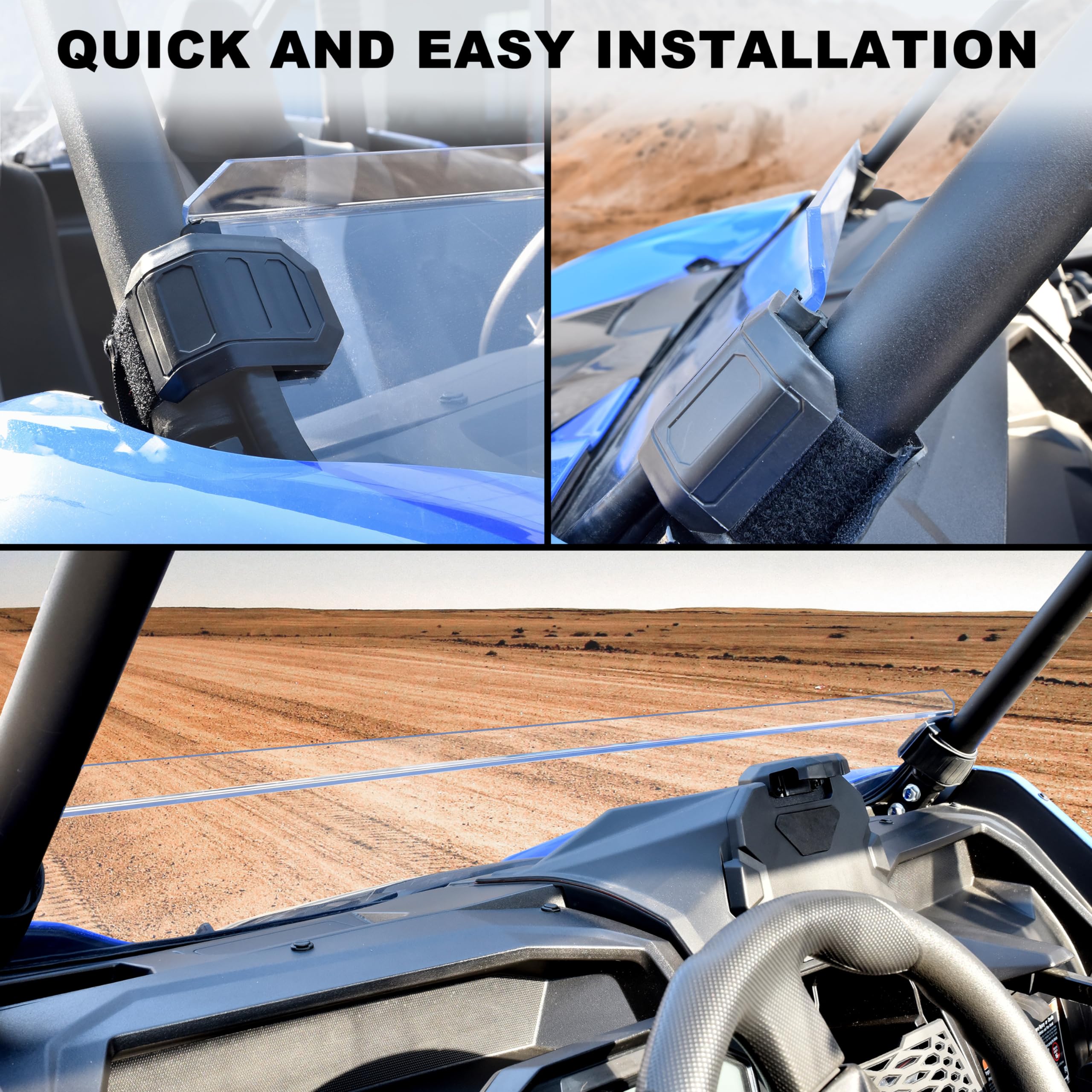 SAUTVS Front Half Windshield for Kawasaki Teryx KRX 1000, Clear Lightly Dustproof Durable Half Windscreen for Kawasaki Teryx KRX