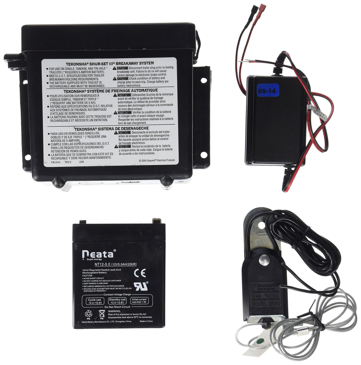 Tekonsha 20015 Shur-Set Iii Lockable Breakaway System With Battery, Breakaway Switch And Charger