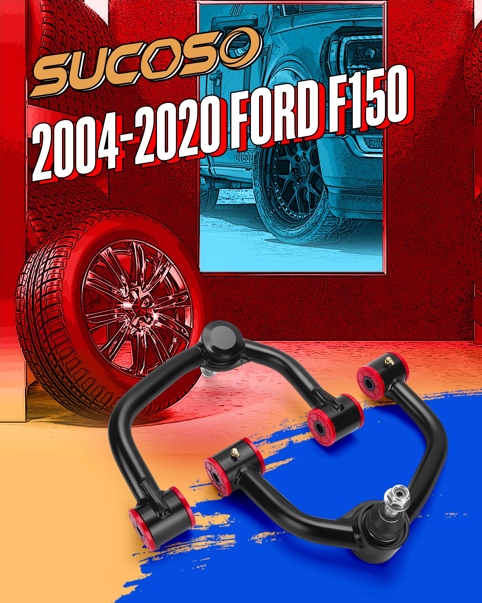 2-4in F150 Upper Control Arms, 2pcs Front Steel Control Arm Compatible With Ford F150 2004-2020,Adjustable UCA With Greasable Ba