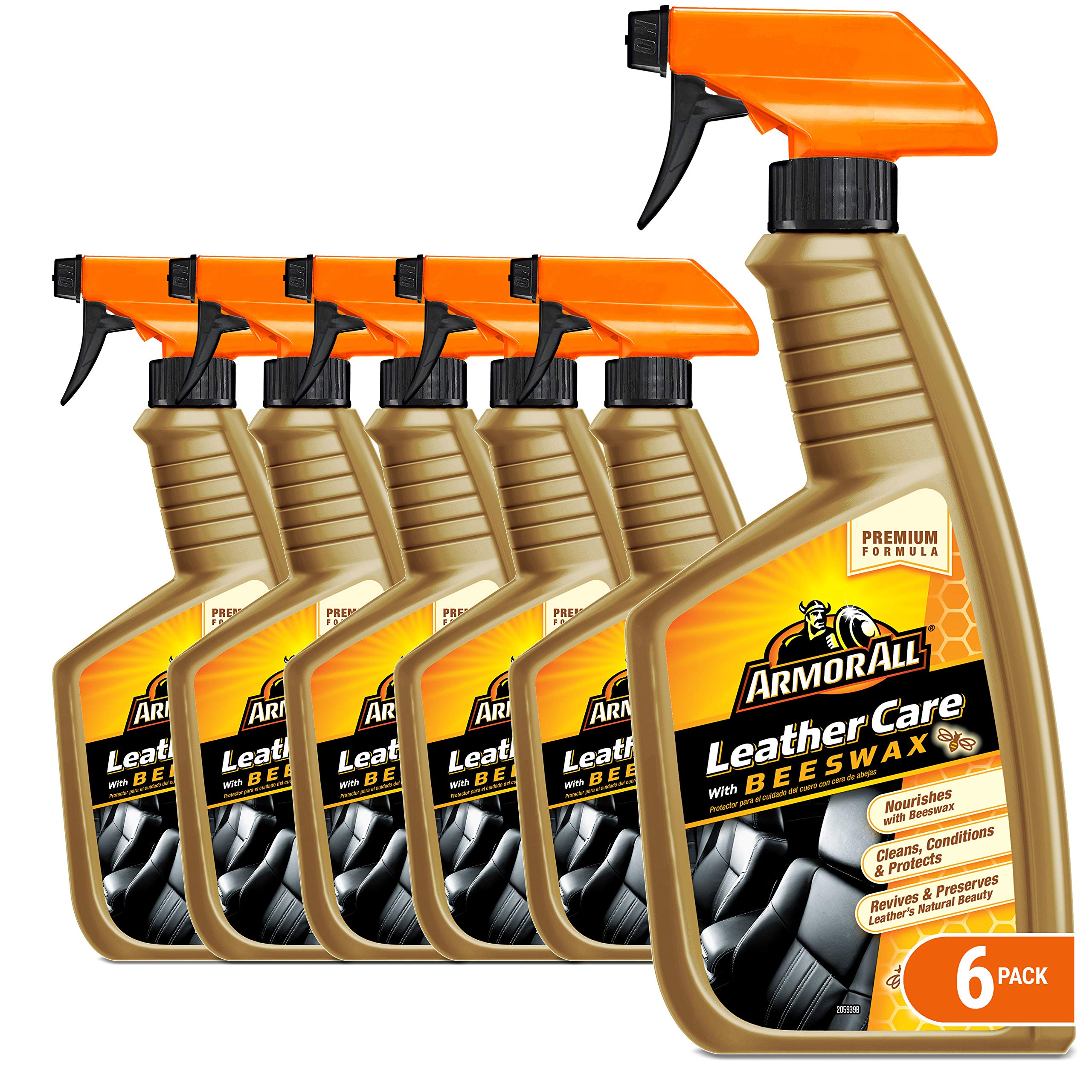 Armor All Car Leather Care Spray Bottle, Cleaner For Cars, Truck, Motorcycle, Beeswax, 4 Oz, Pack Of 6, 18934-6Pk