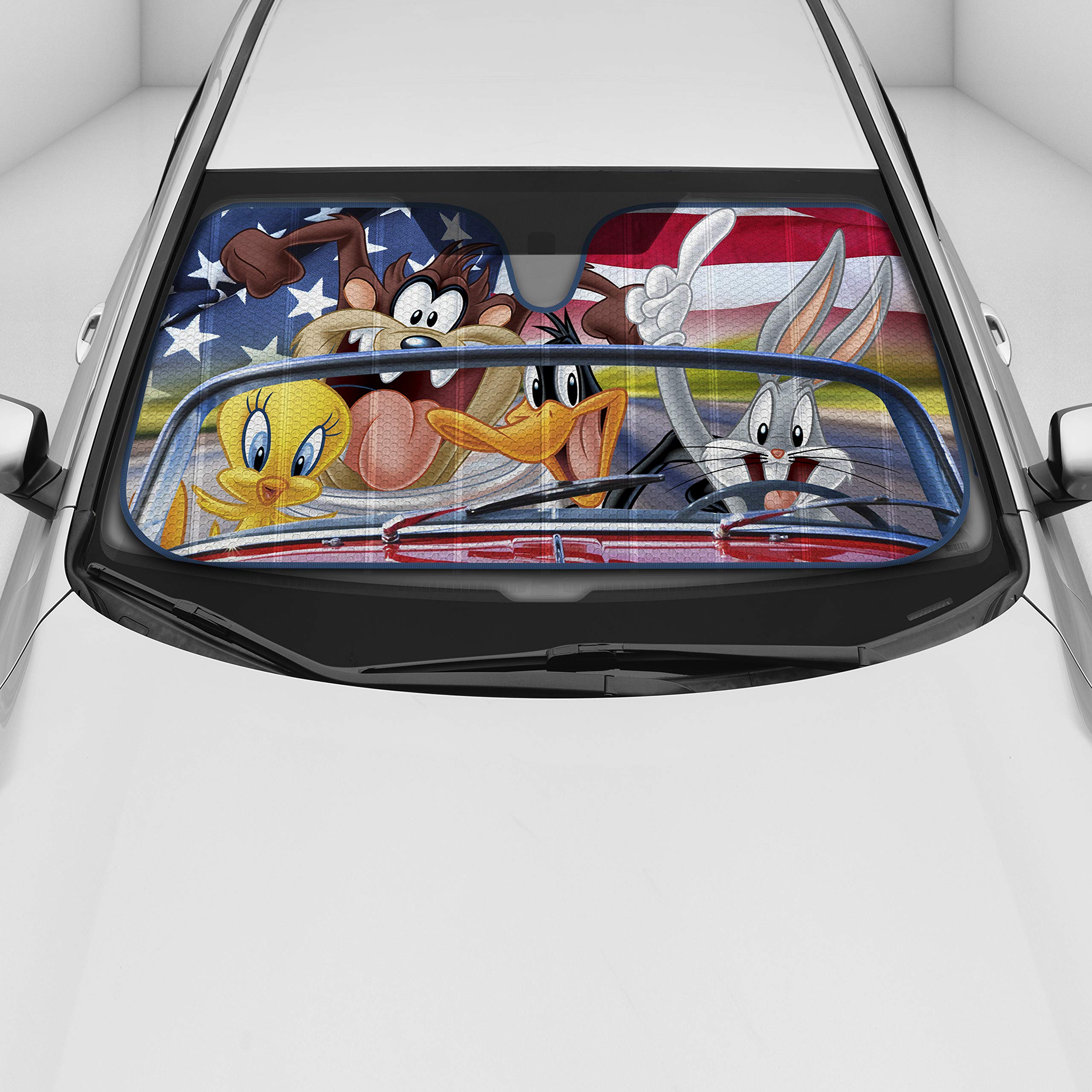 Bdk Looney Tunes Road Trip Windshield Sun Shade - 58 X 27 In, Double Bubble Design, Uv Blocker - Keeps Your Vehicle Cool, Accord