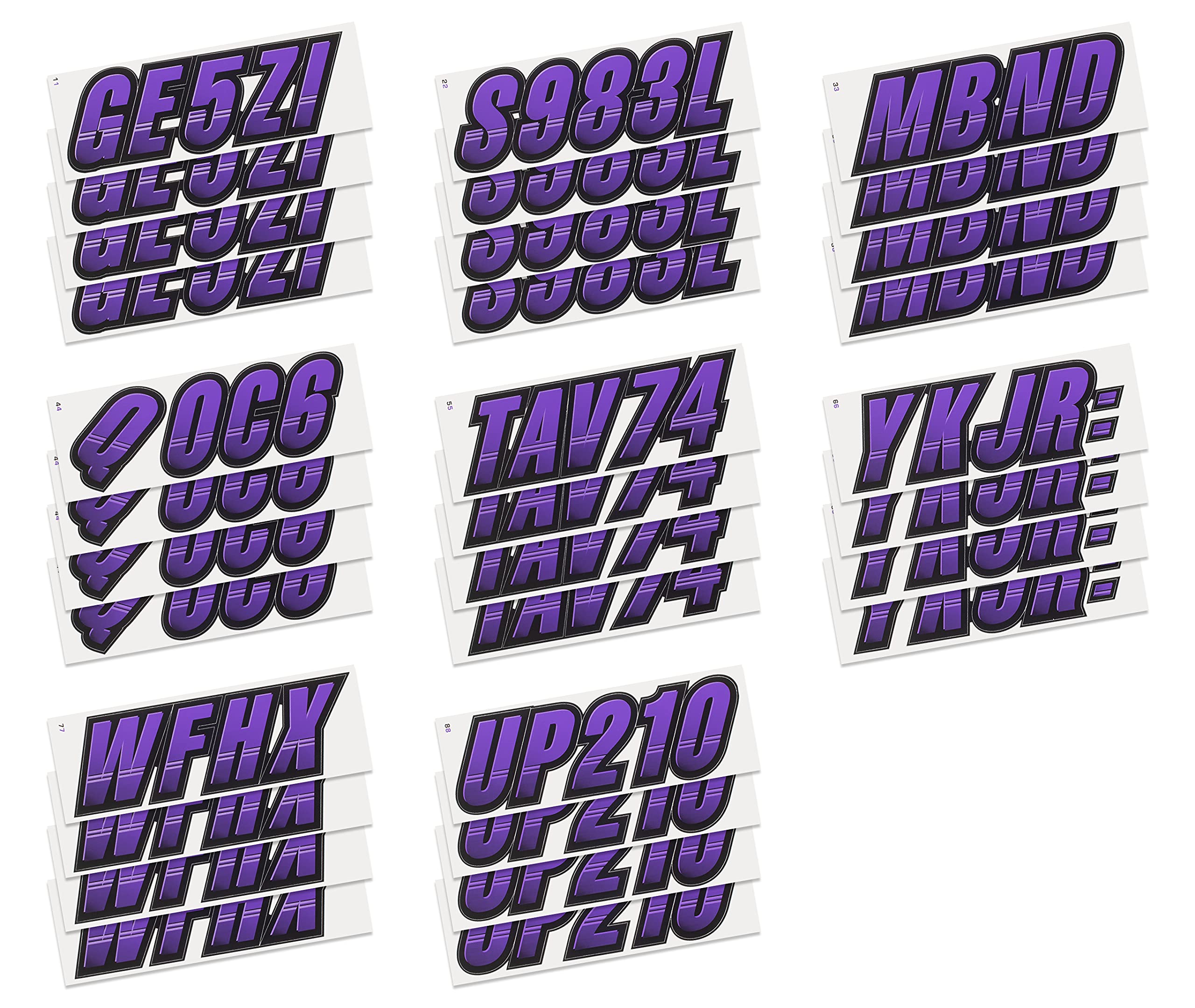 Stiffie Techtron Purple/Black 3 '' Boat & Pwc Registration Decals  Numbers Letters Stickers