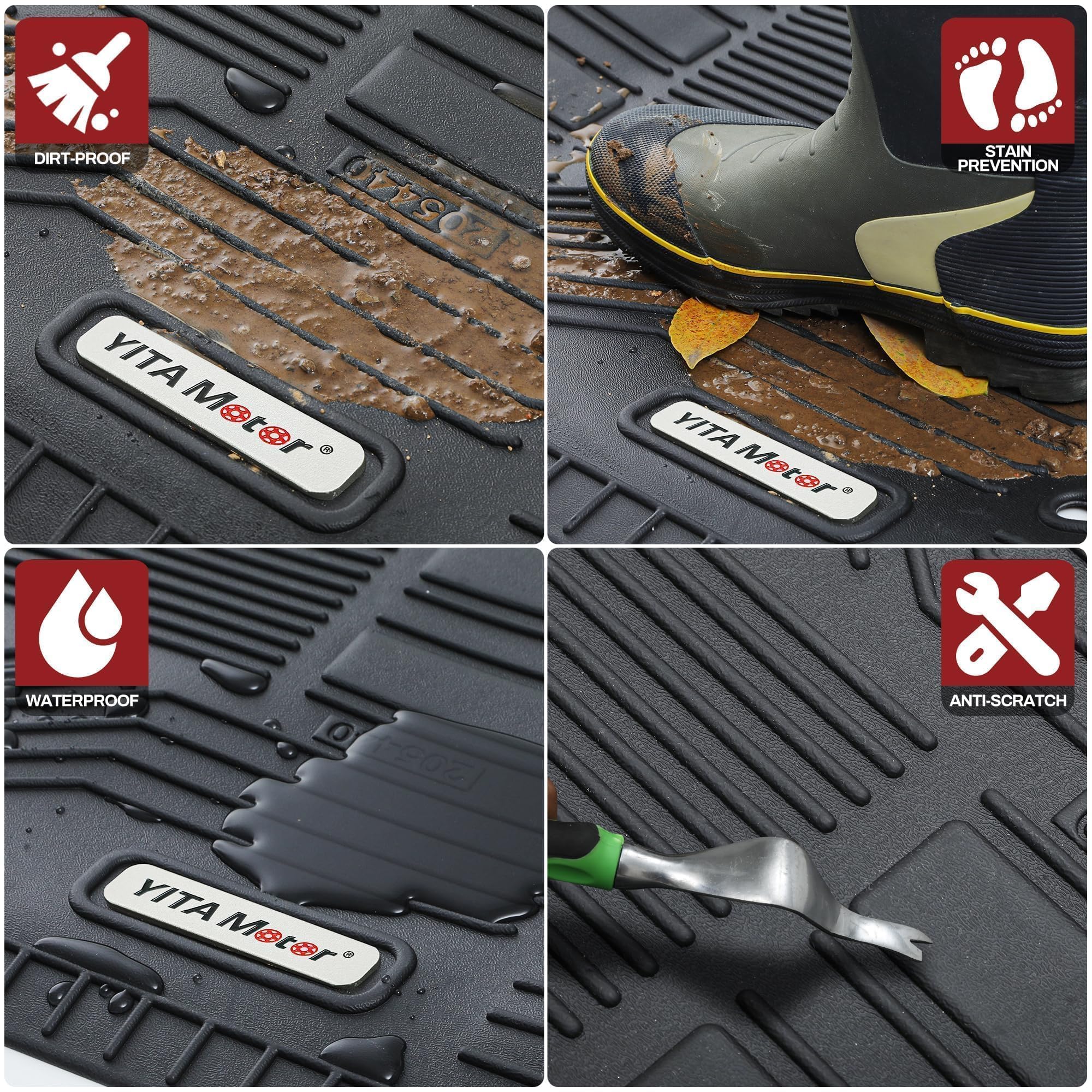 Yitamotor Floor Mats Fit For Toyota Tundra Crewmax Cab 2022-2025, Custom Fit Tundra Car Mats, All-Weather Tpe Front And Rear Row