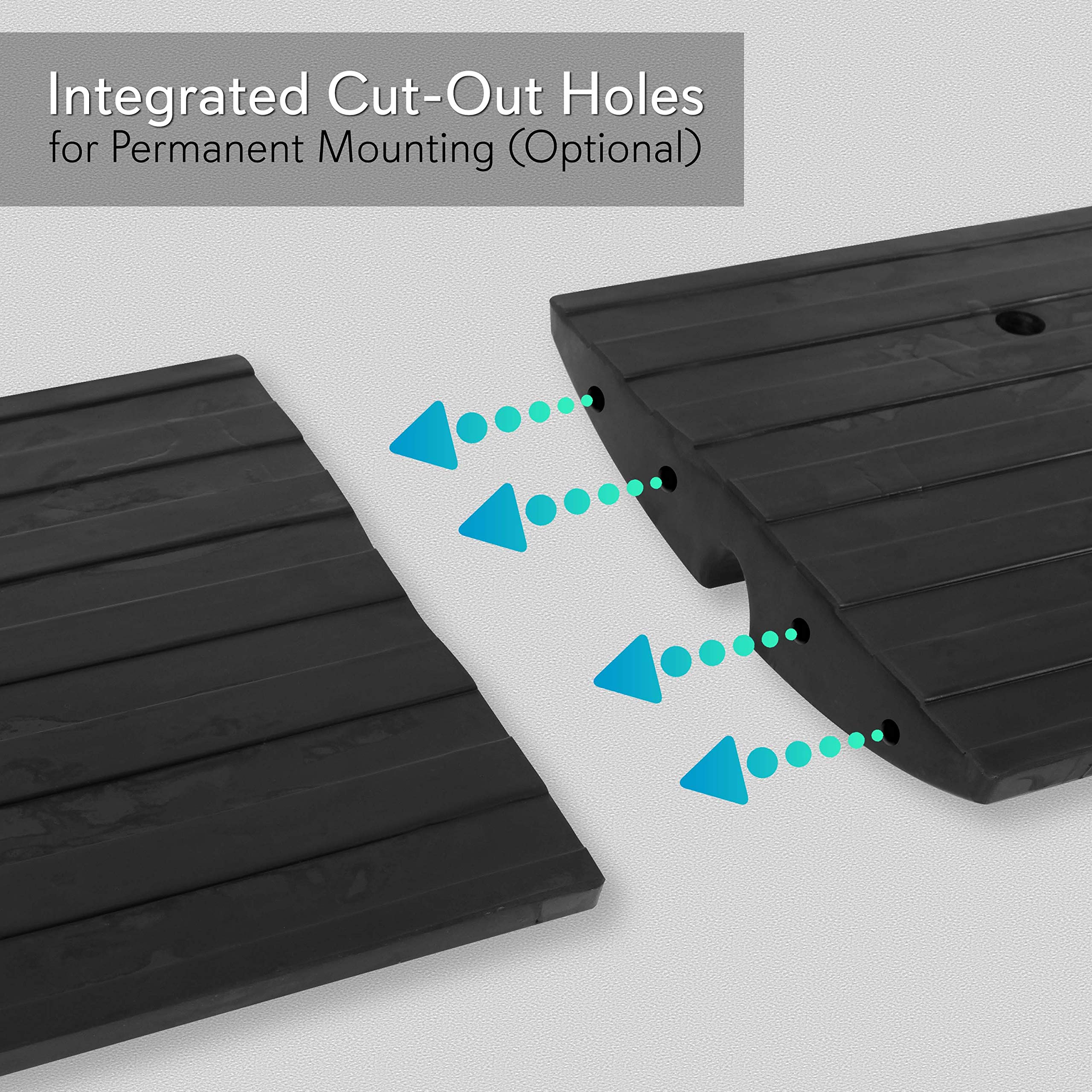 Pyle Car Driveway Curb Ramp - Heavy Duty Rubber Threshold Ramp - Also for Loading Dock, Garage, Sidewalk, Truck, Scooter, Bike,